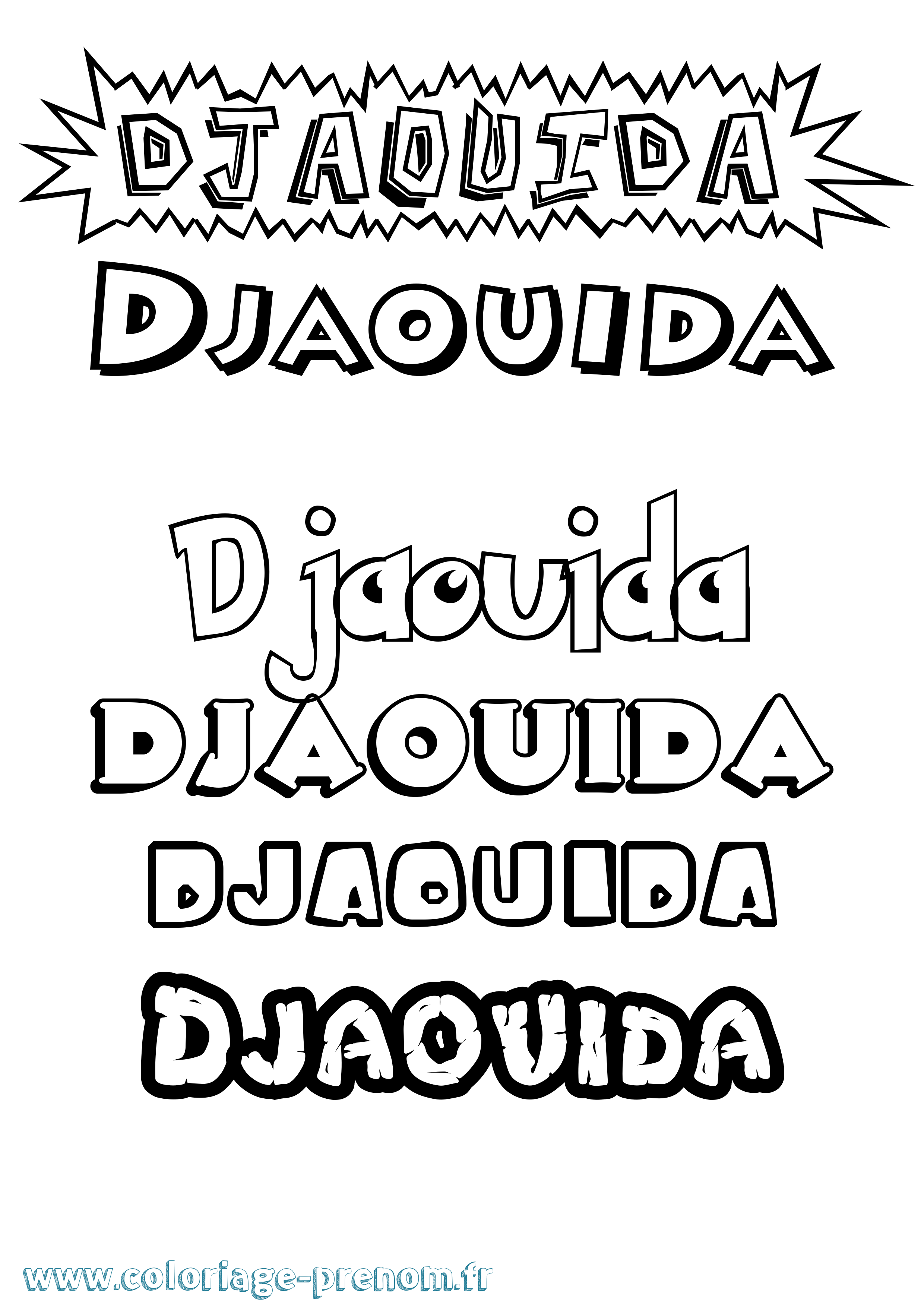 Coloriage prénom Djaouida Dessin Animé