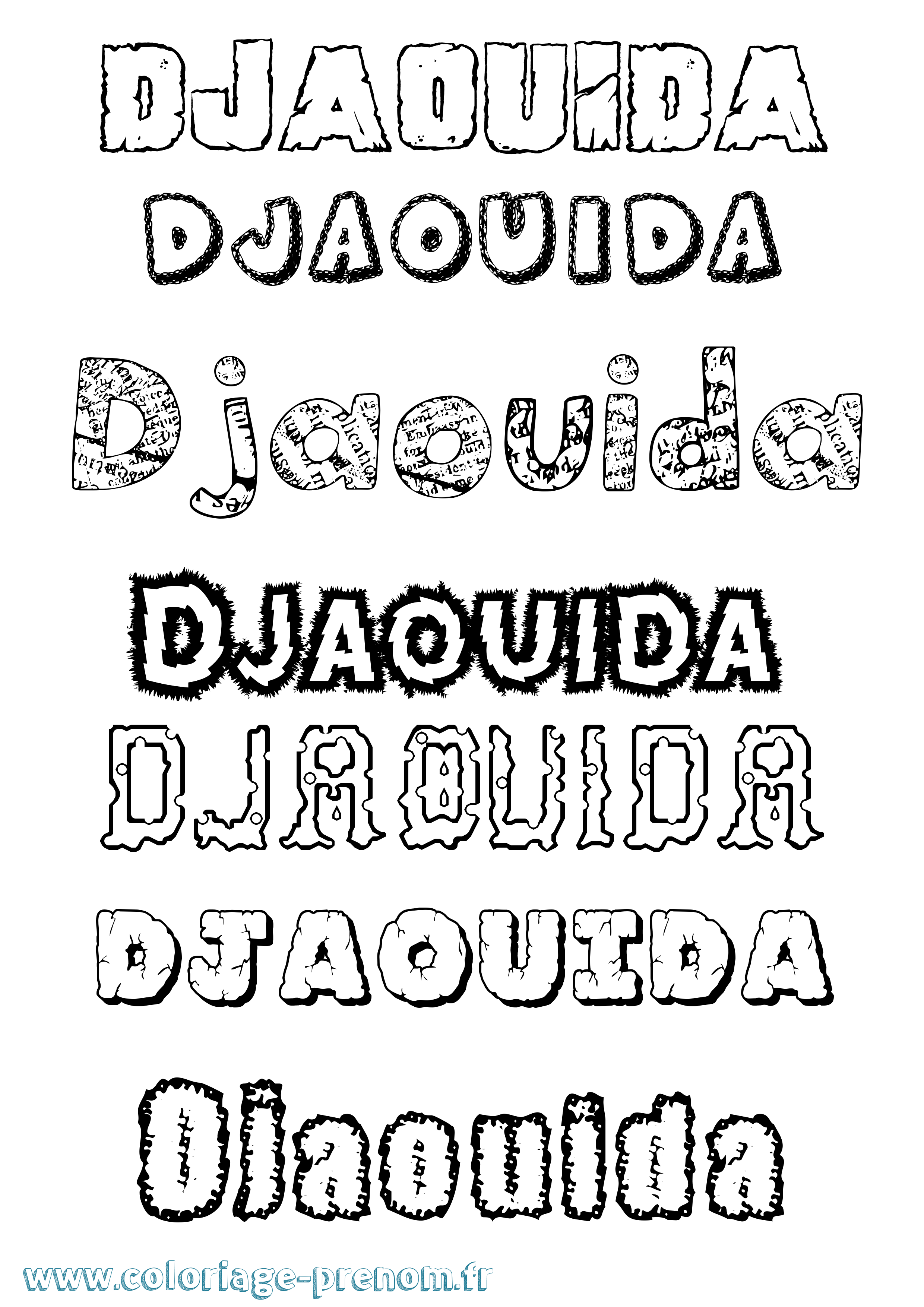 Coloriage prénom Djaouida Destructuré