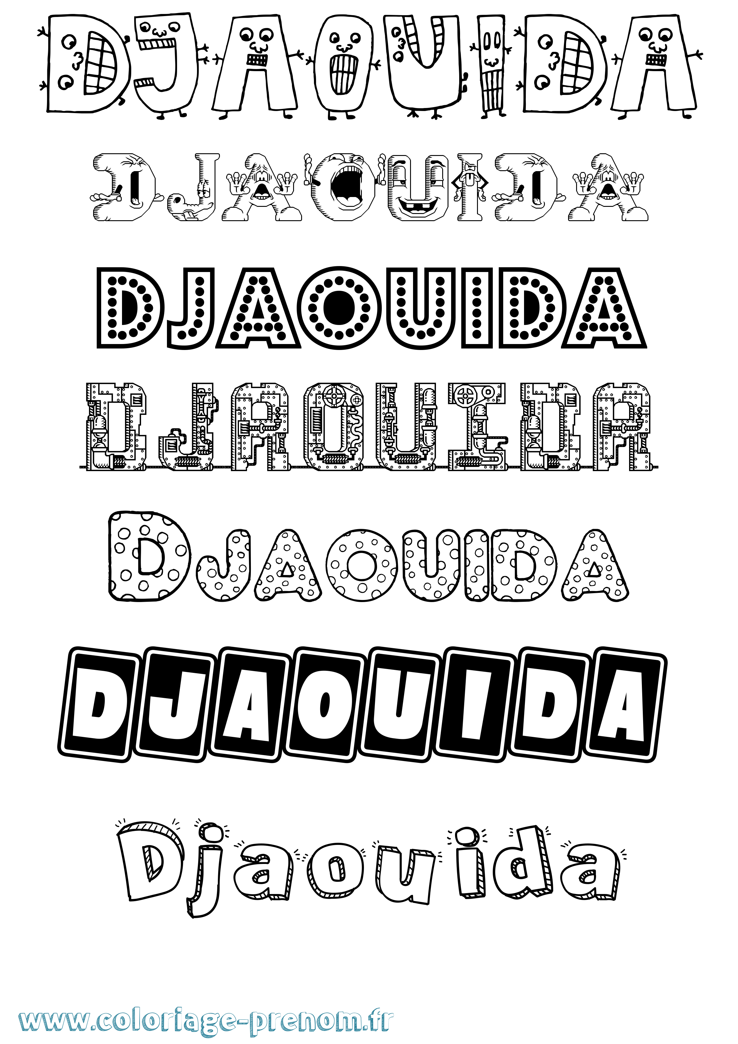 Coloriage prénom Djaouida Fun