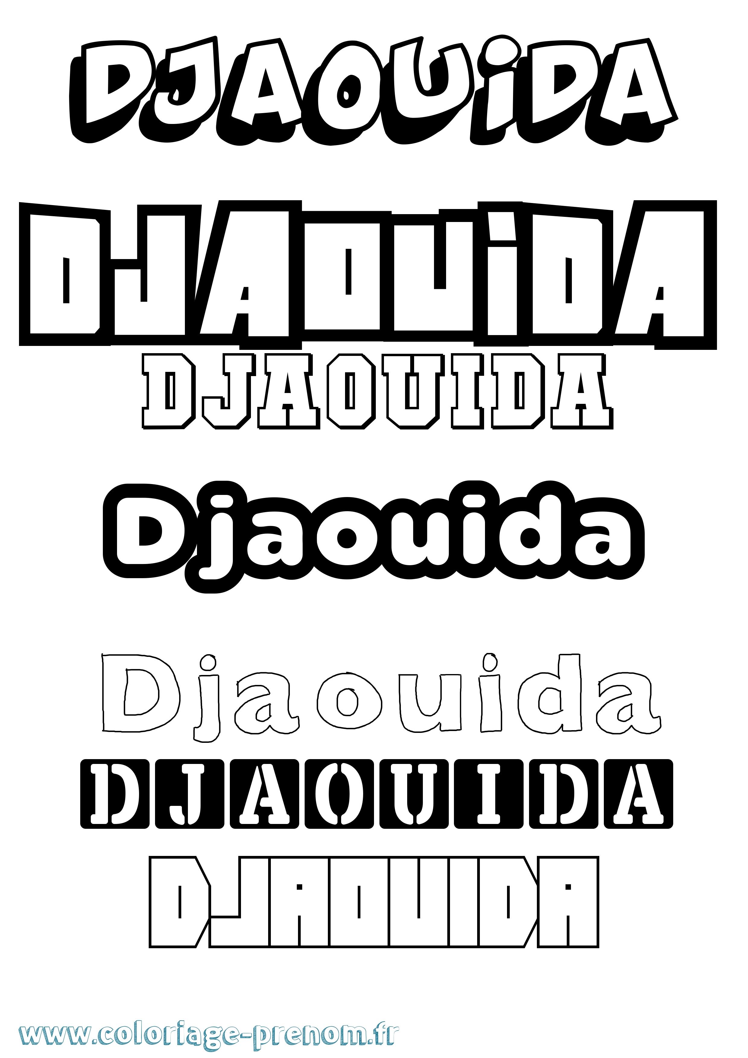 Coloriage prénom Djaouida Simple