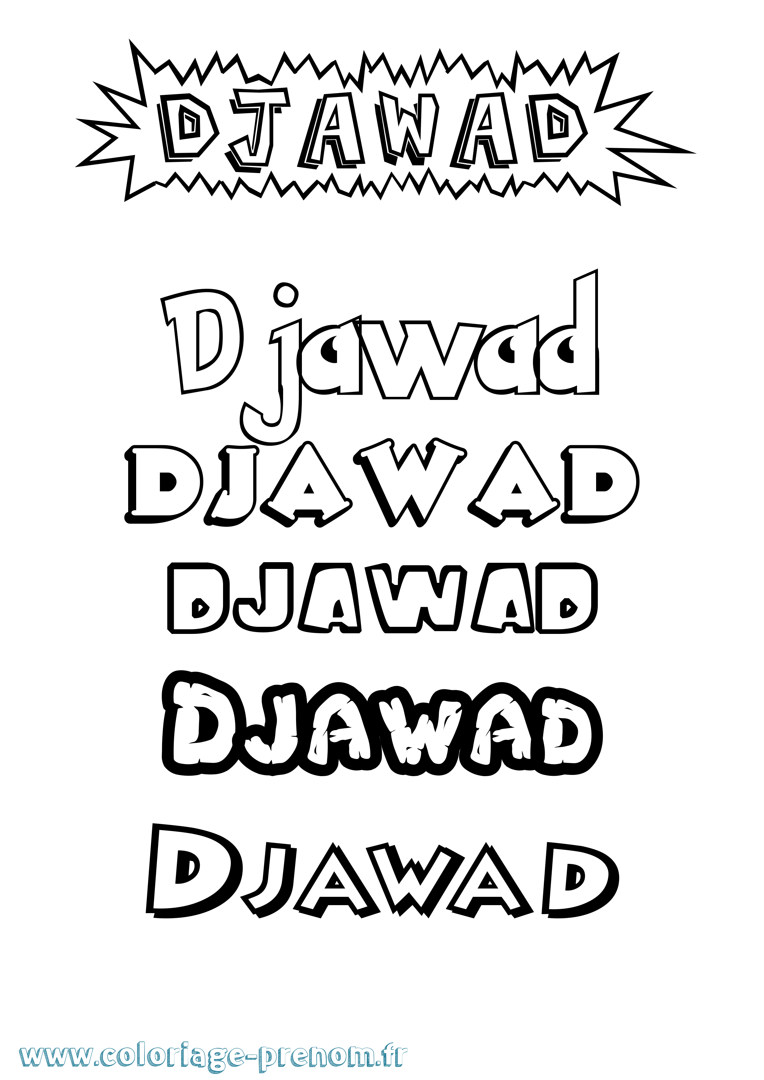 Coloriage prénom Djawad Dessin Animé