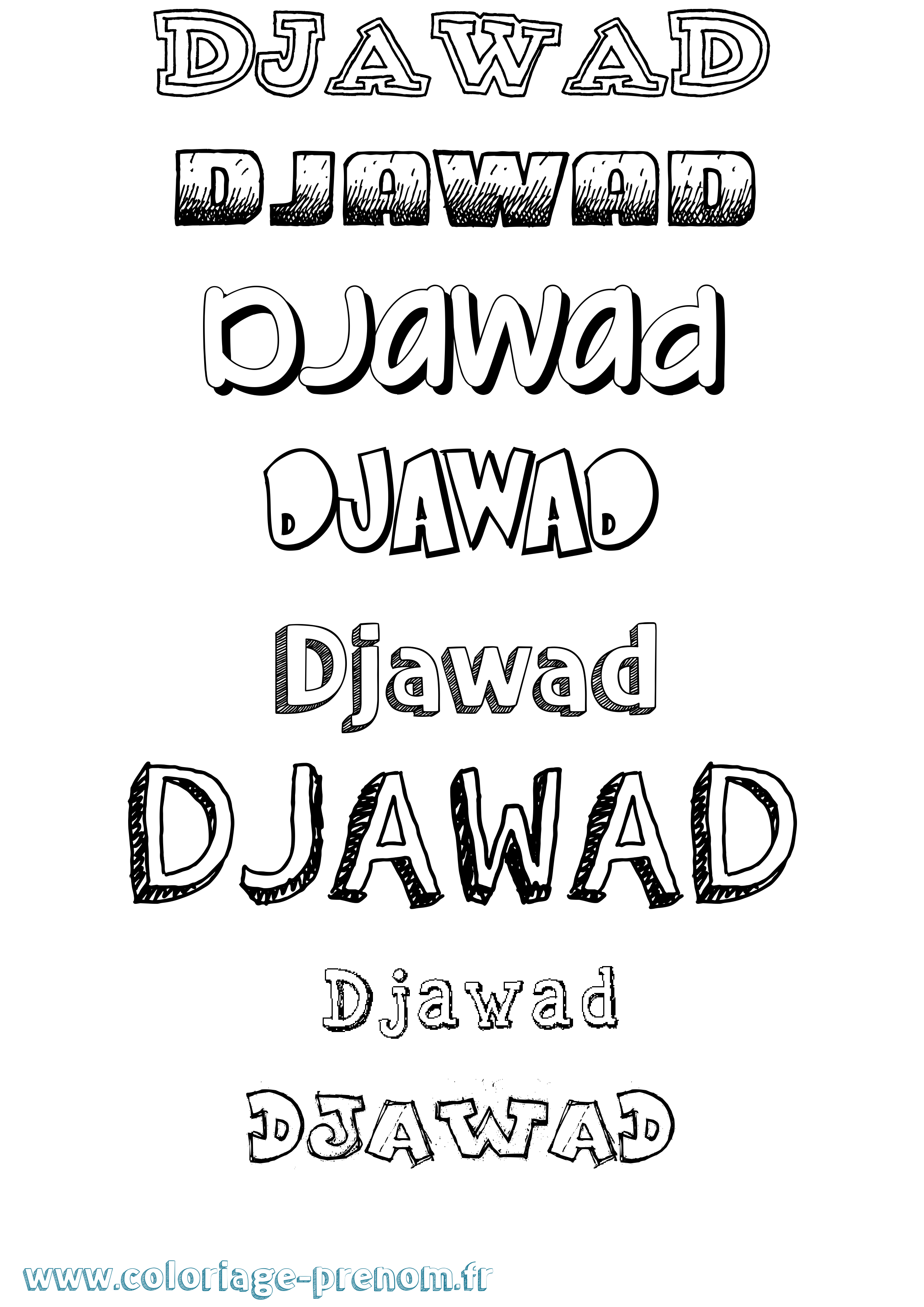 Coloriage prénom Djawad Dessiné