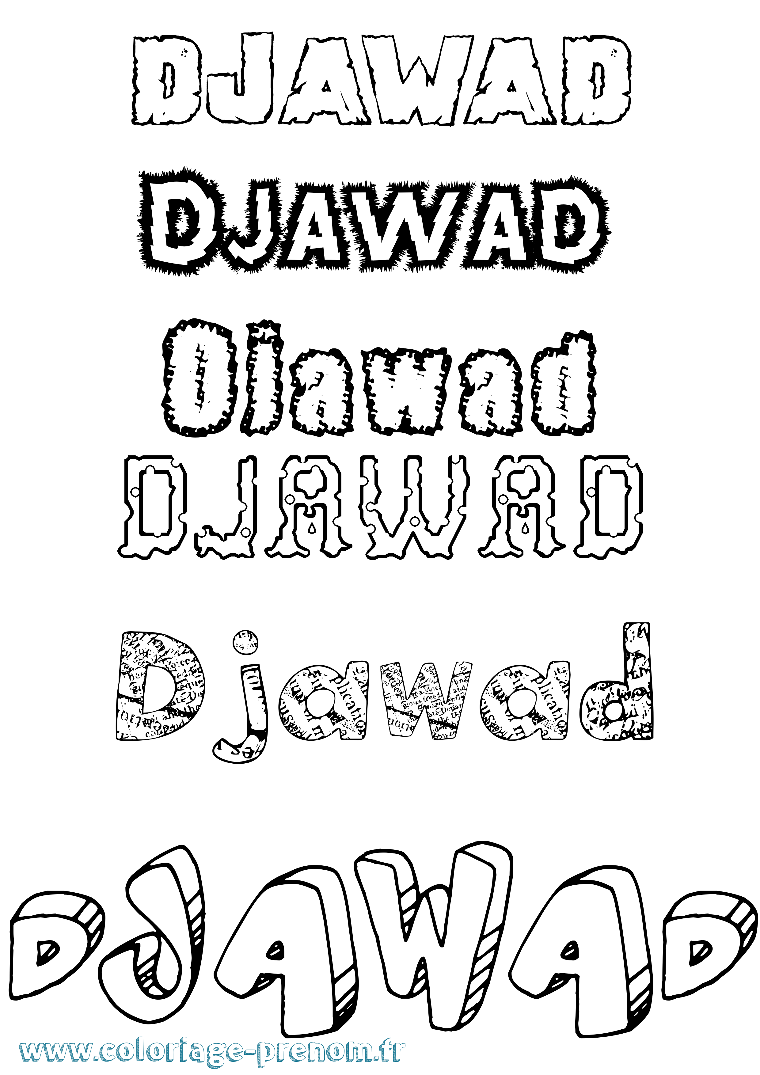 Coloriage prénom Djawad Destructuré