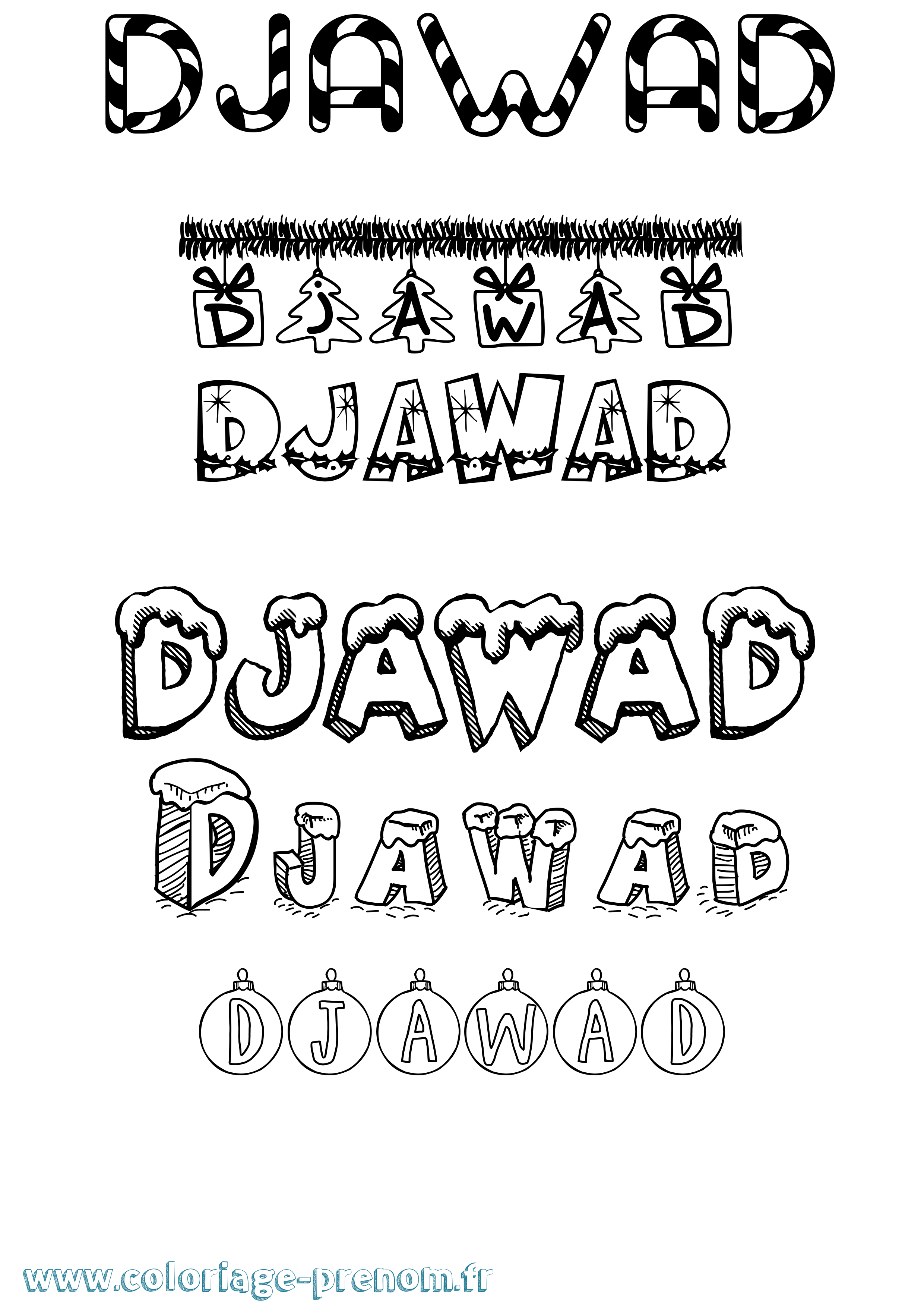 Coloriage prénom Djawad Noël