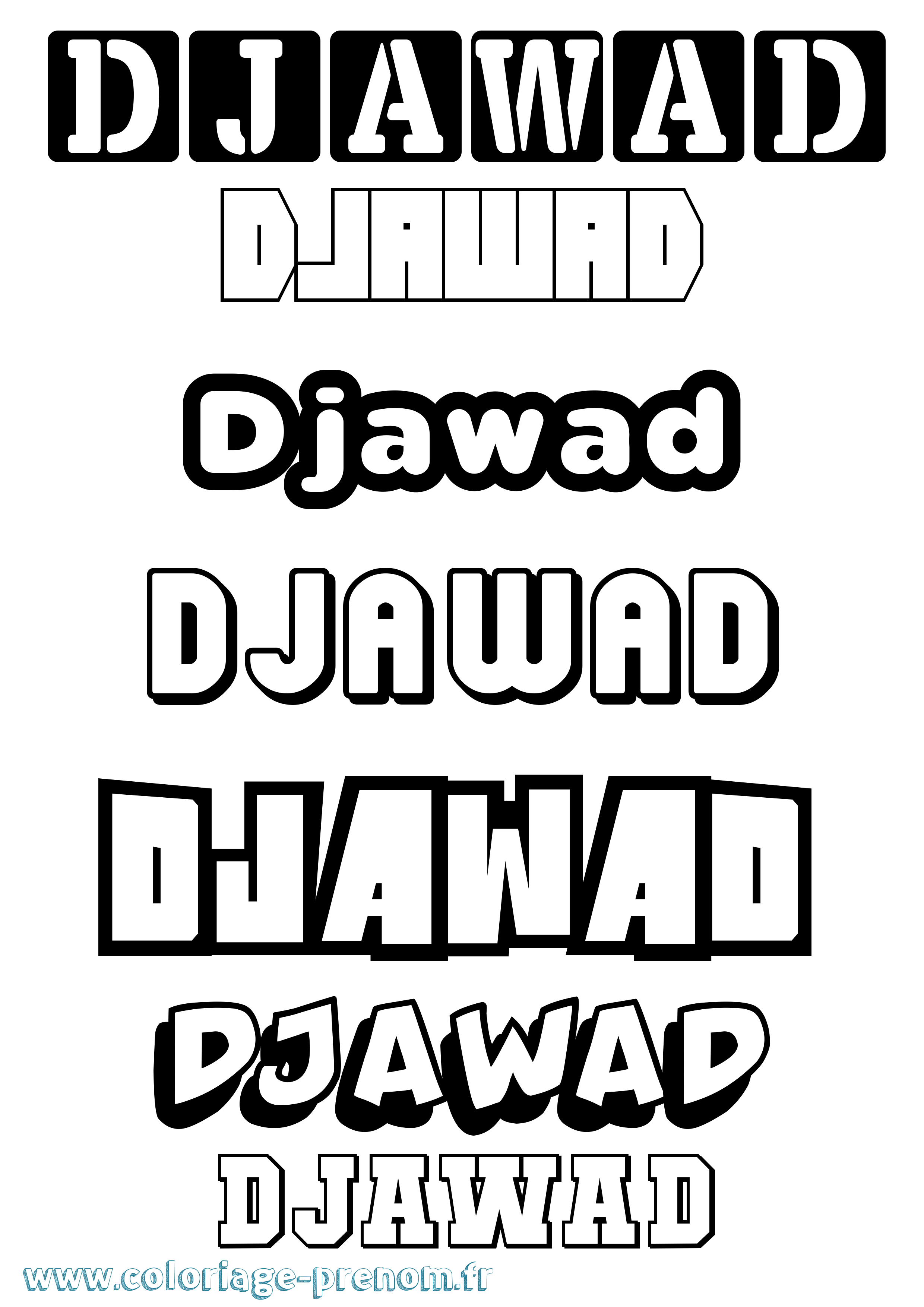 Coloriage prénom Djawad Simple