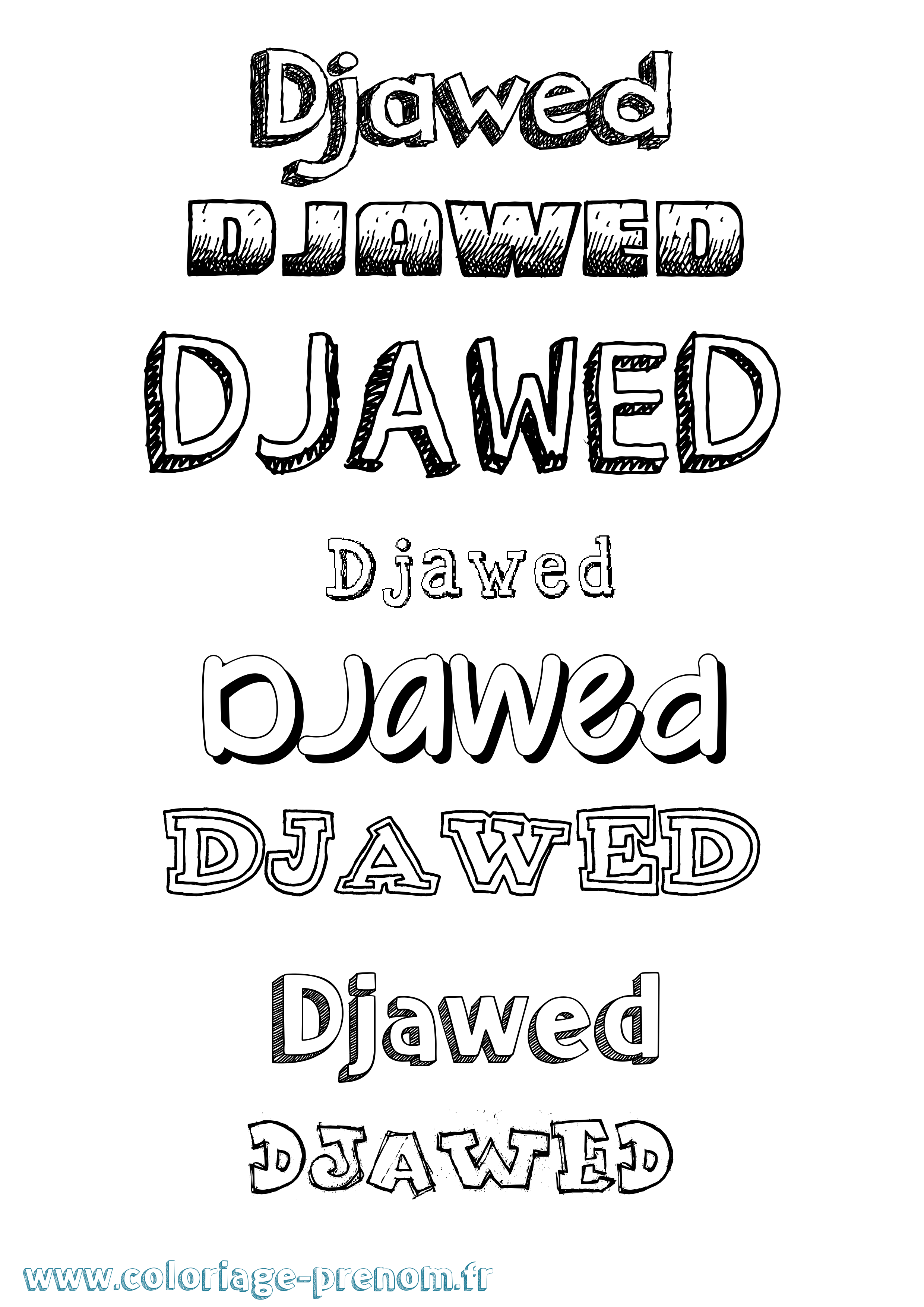 Coloriage prénom Djawed Dessiné