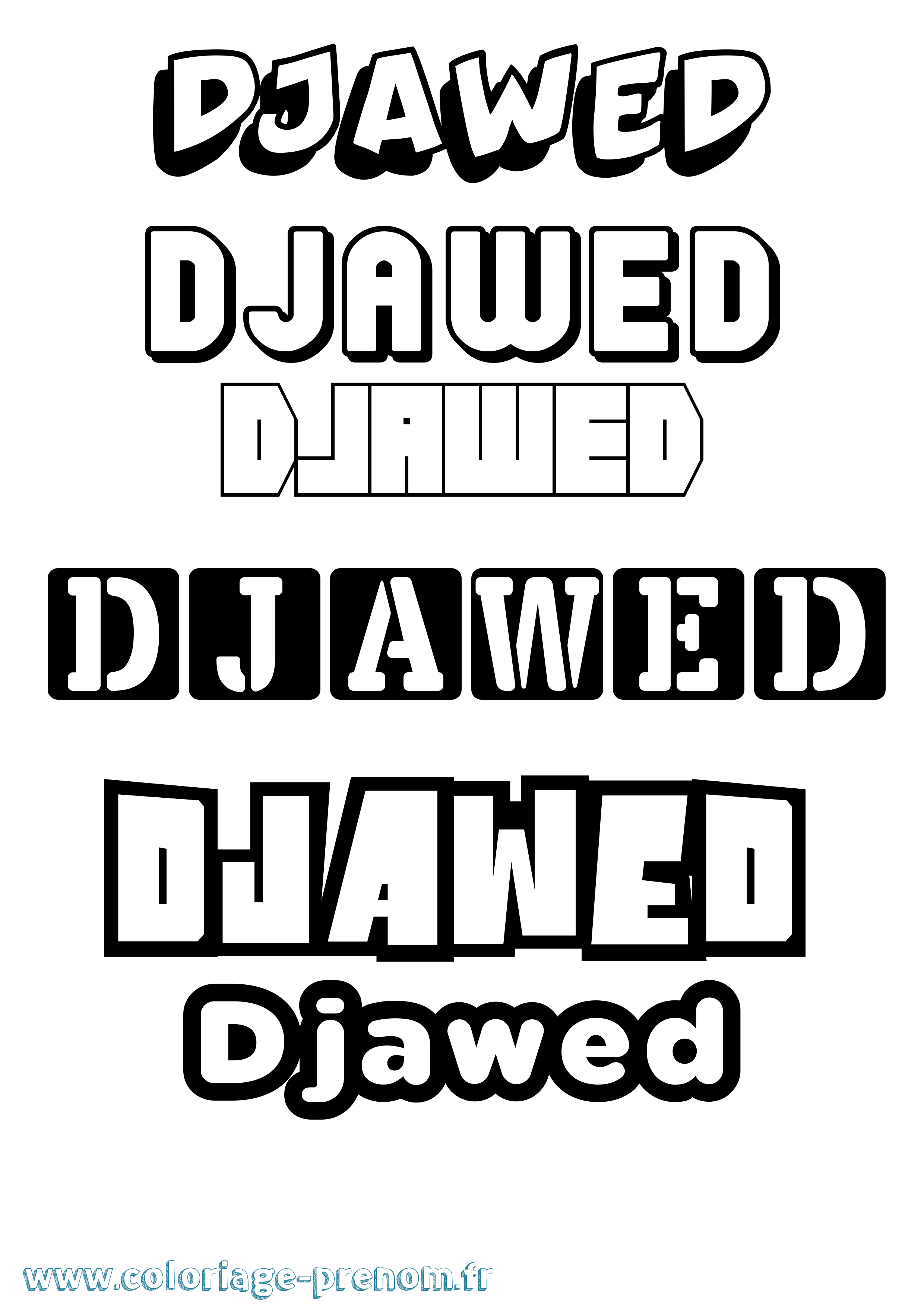 Coloriage prénom Djawed Simple