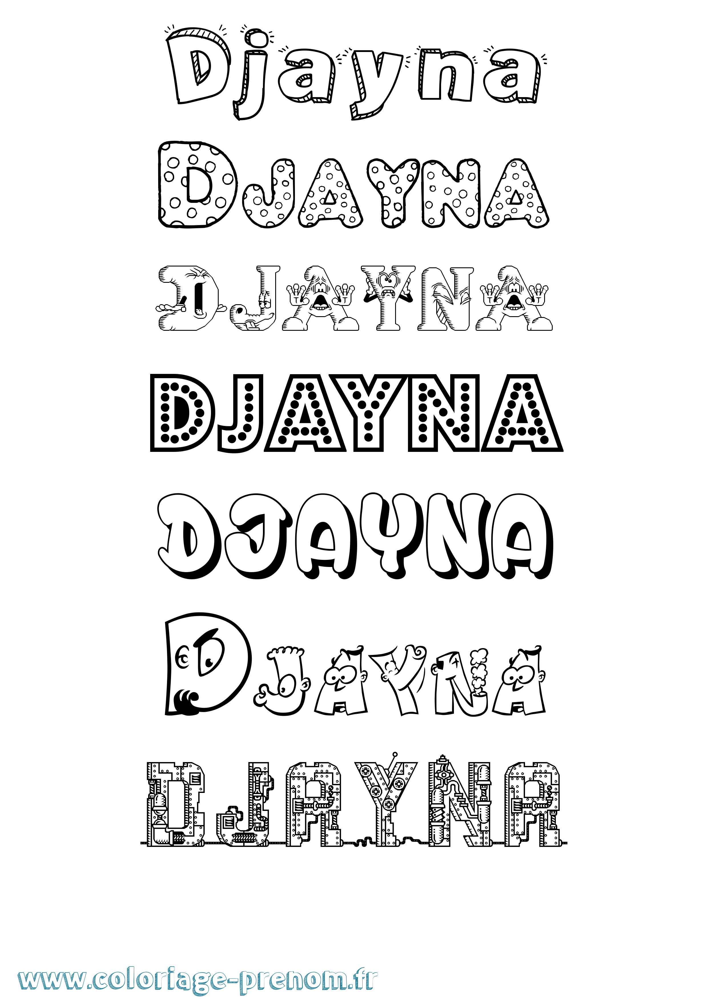 Coloriage prénom Djayna Fun