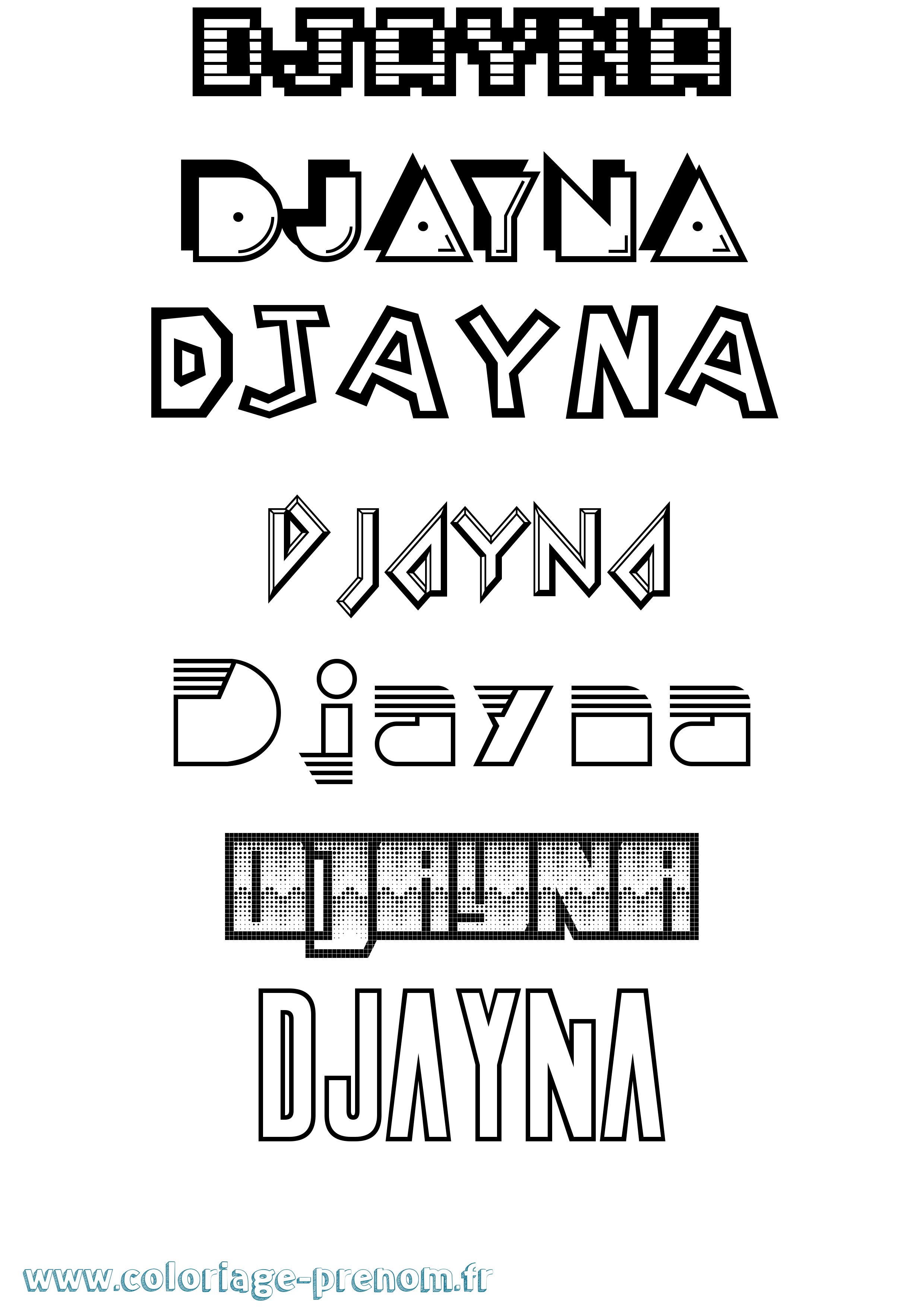 Coloriage prénom Djayna Jeux Vidéos