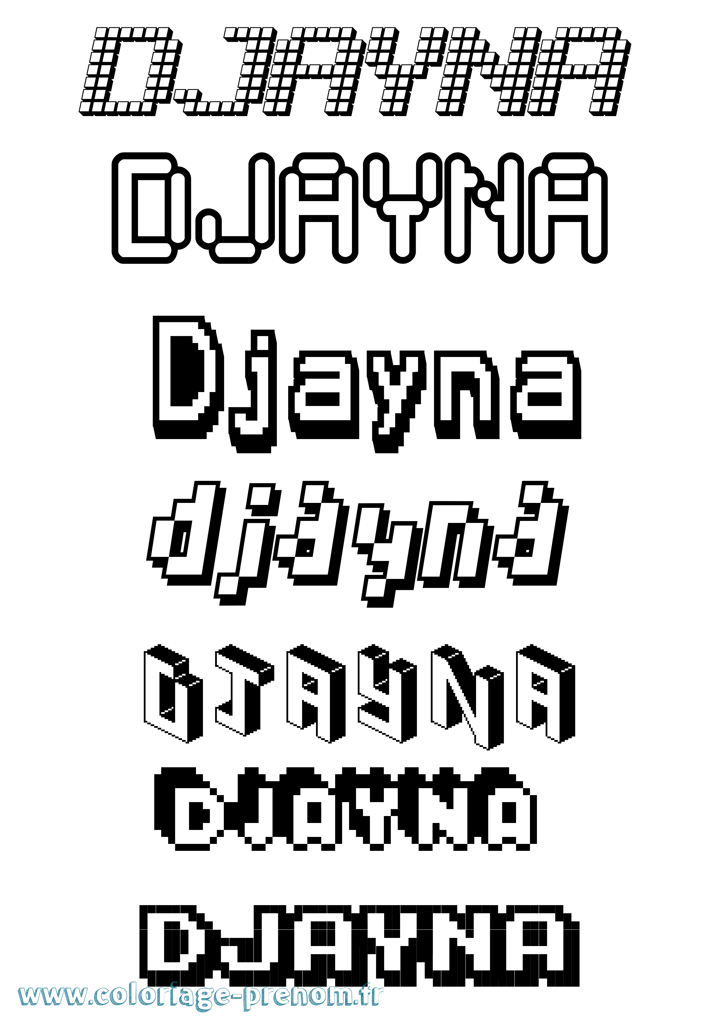 Coloriage prénom Djayna Pixel