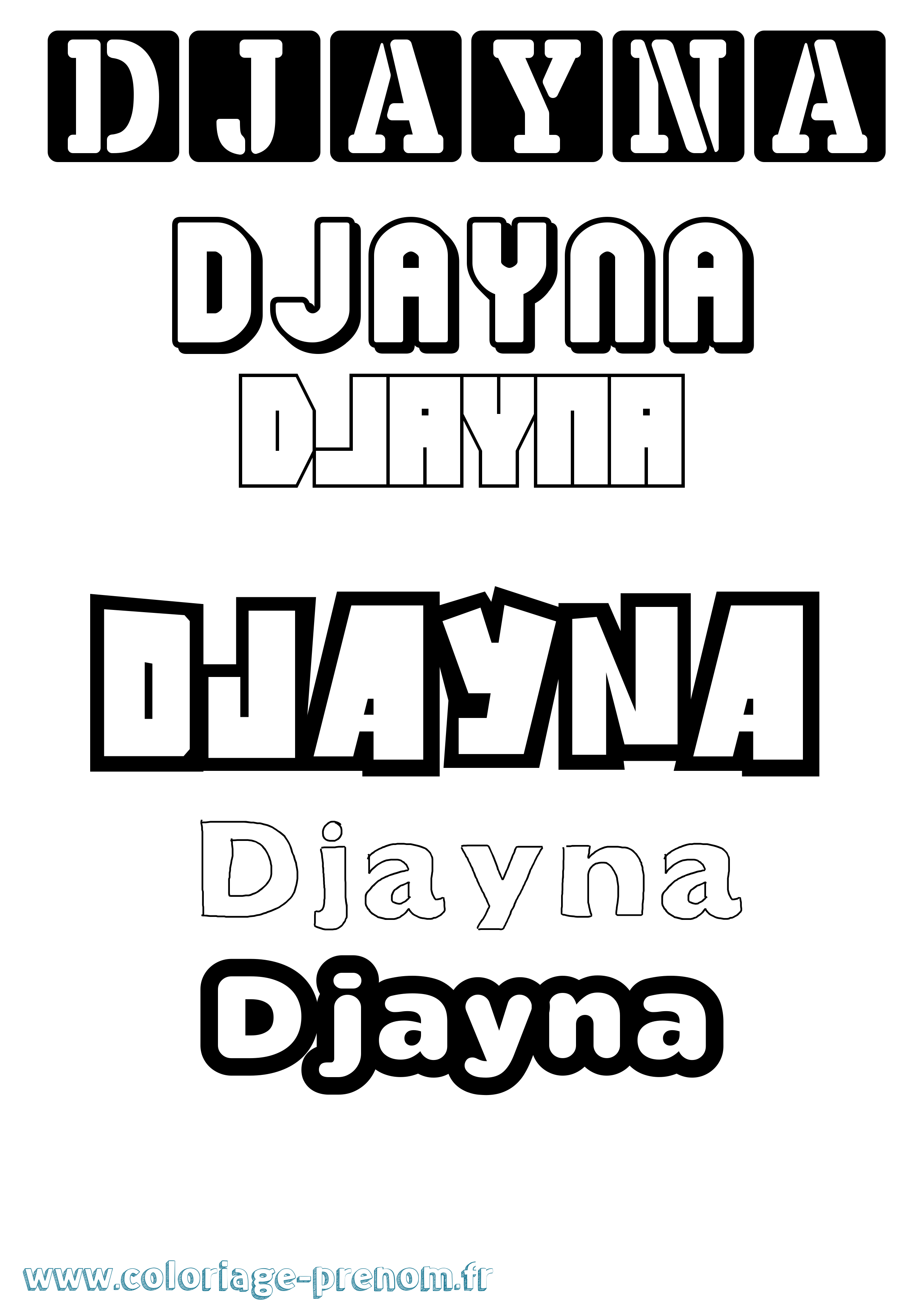 Coloriage prénom Djayna Simple
