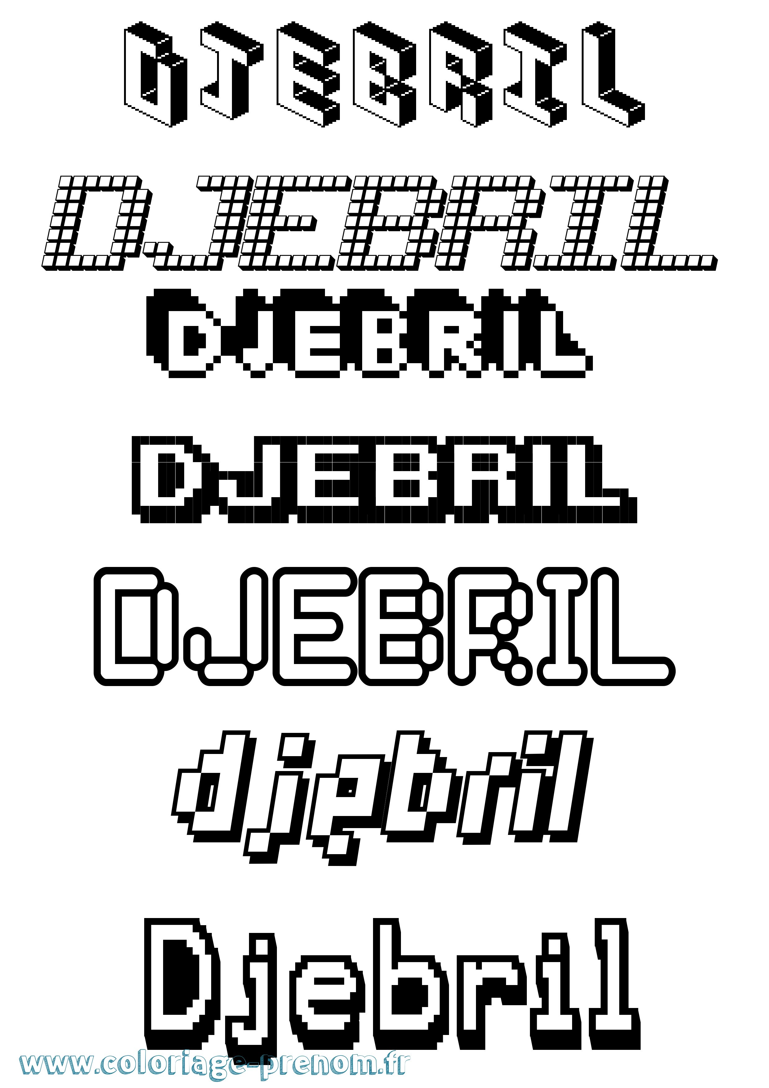 Coloriage prénom Djebril Pixel
