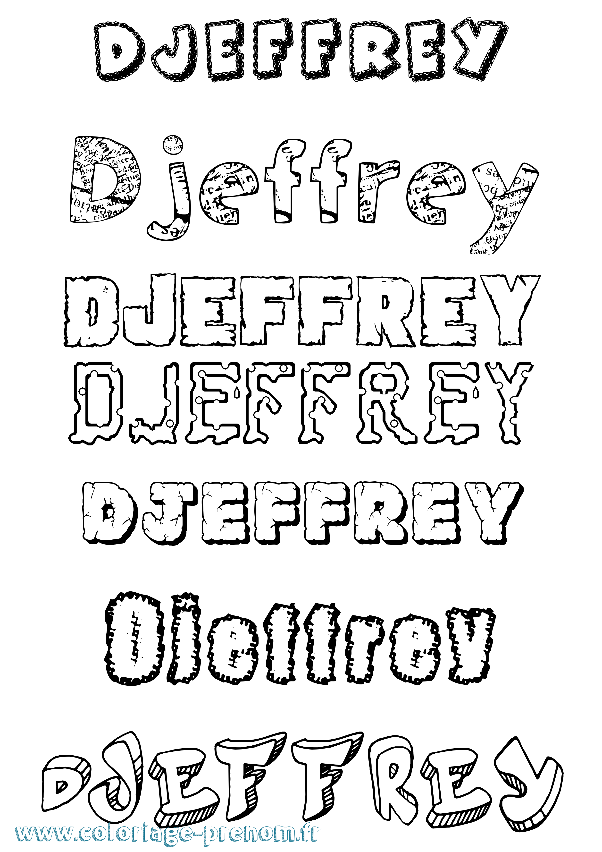 Coloriage prénom Djeffrey Destructuré