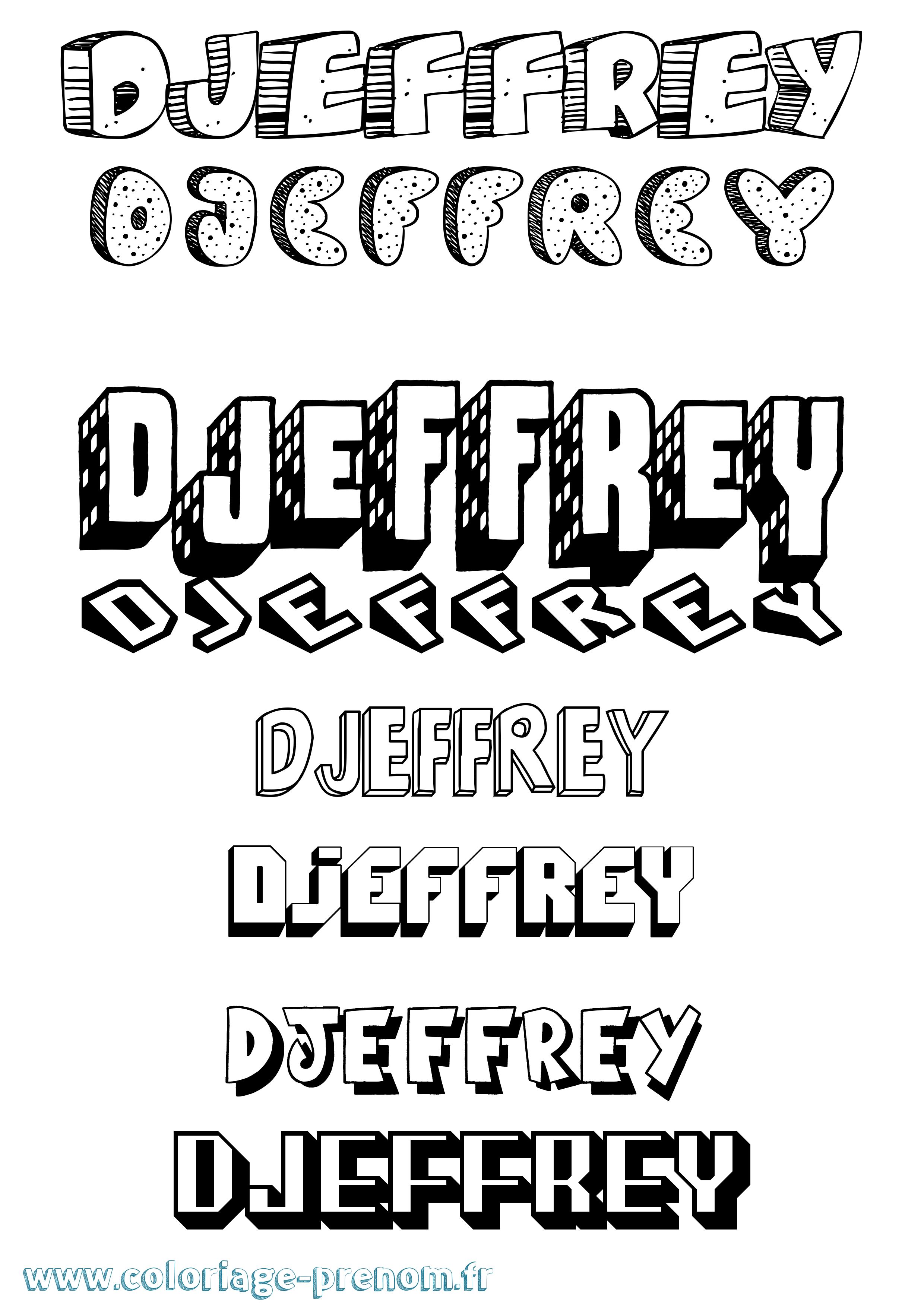Coloriage prénom Djeffrey Effet 3D