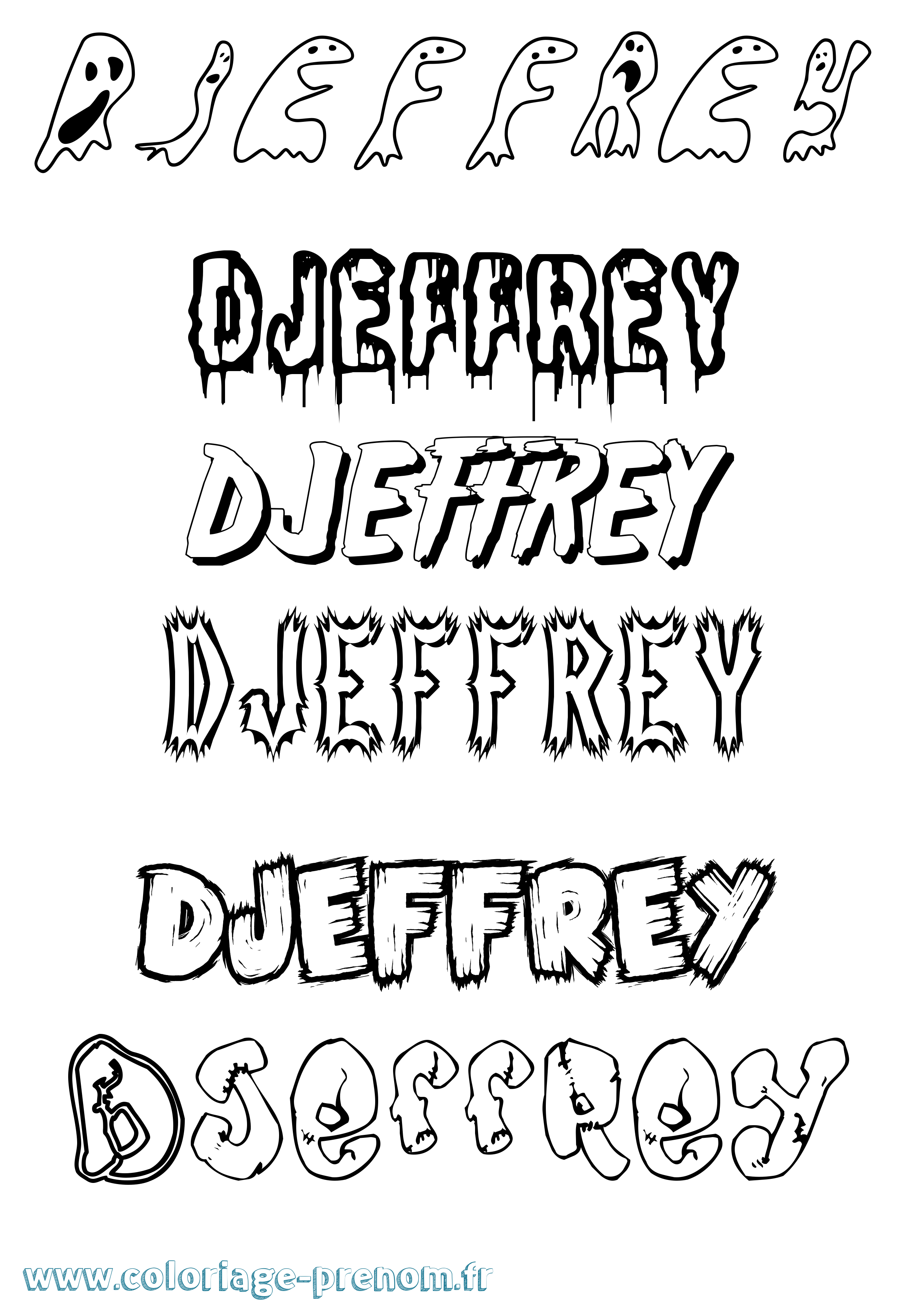 Coloriage prénom Djeffrey Frisson