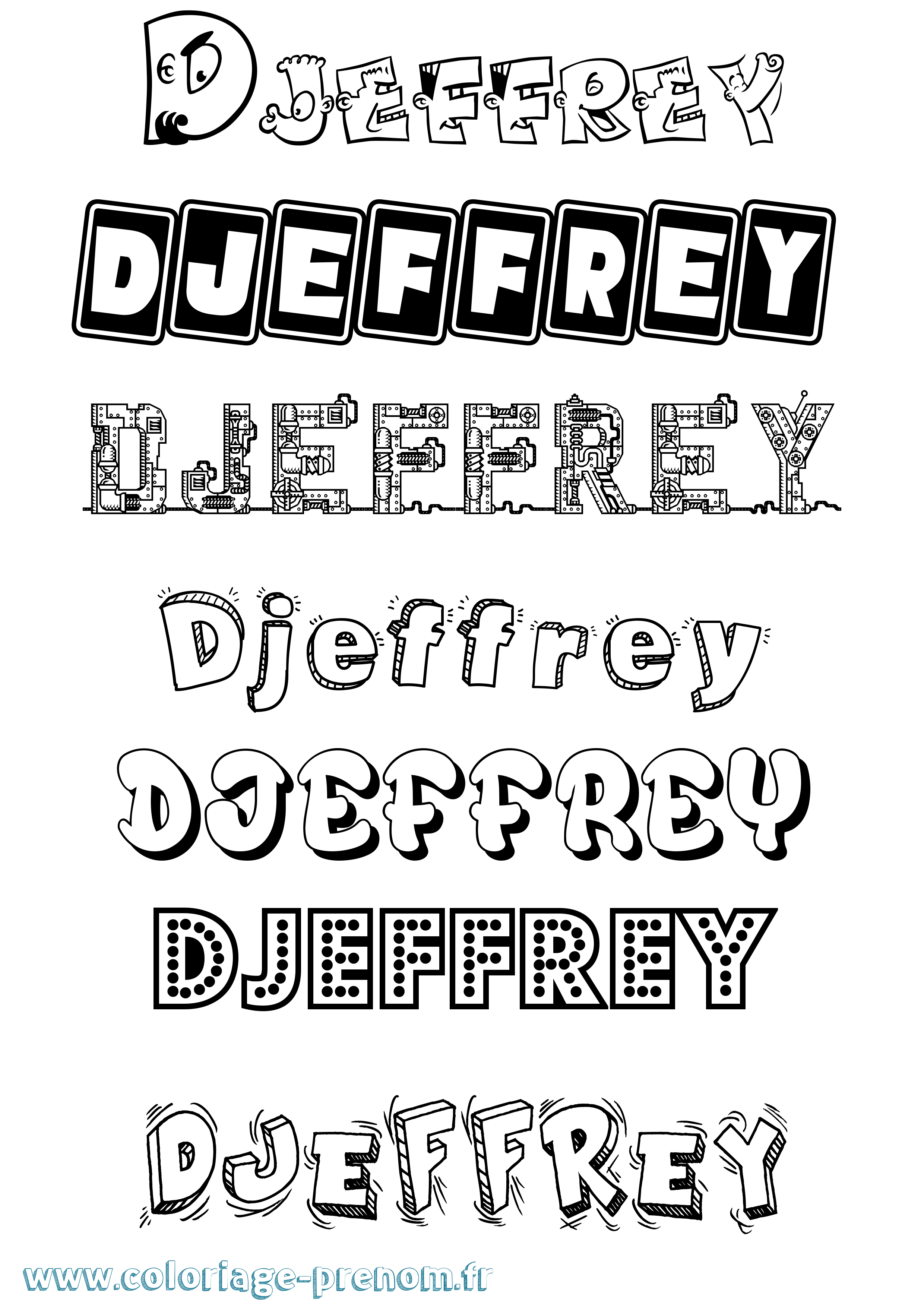 Coloriage prénom Djeffrey Fun