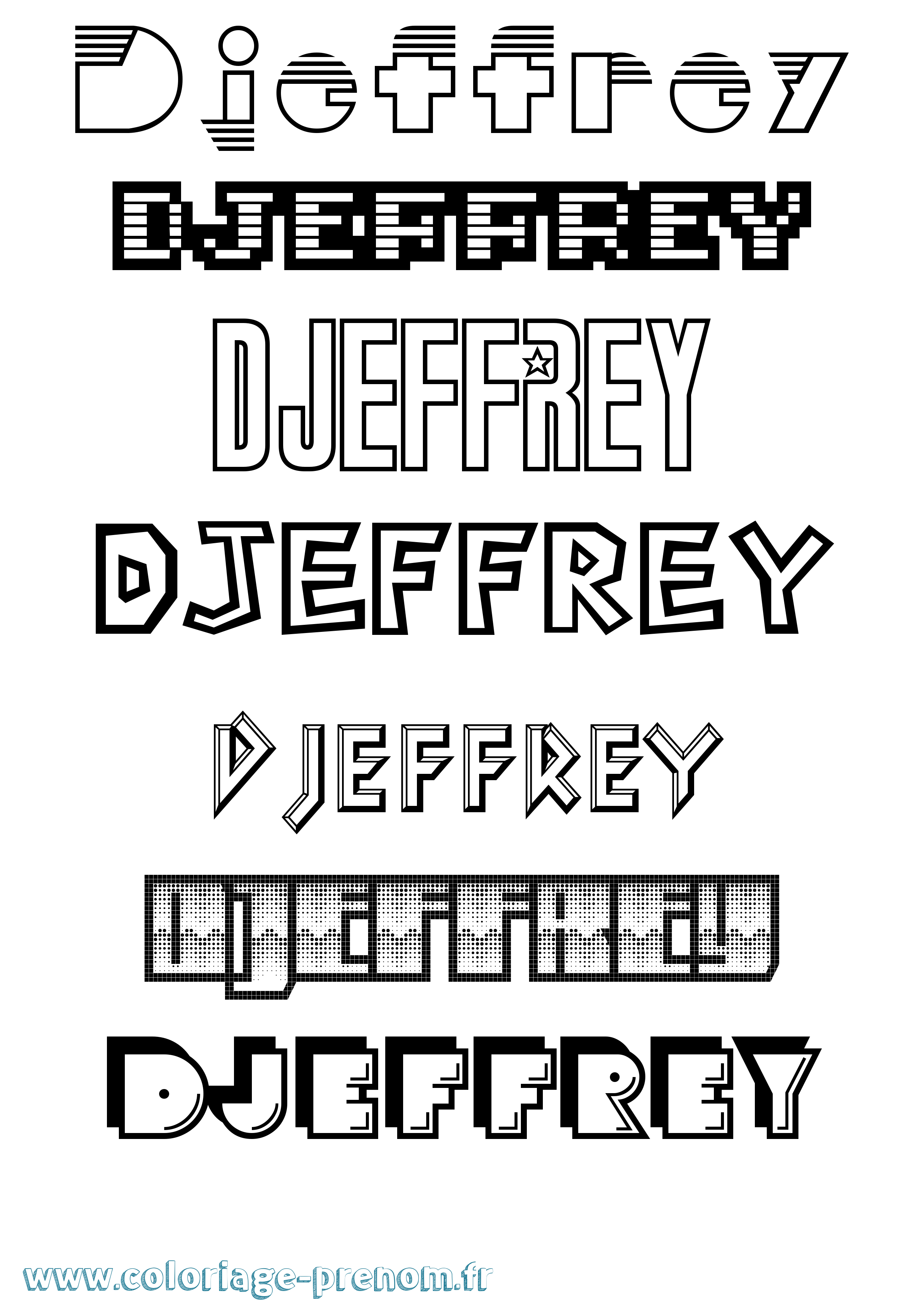 Coloriage prénom Djeffrey Jeux Vidéos