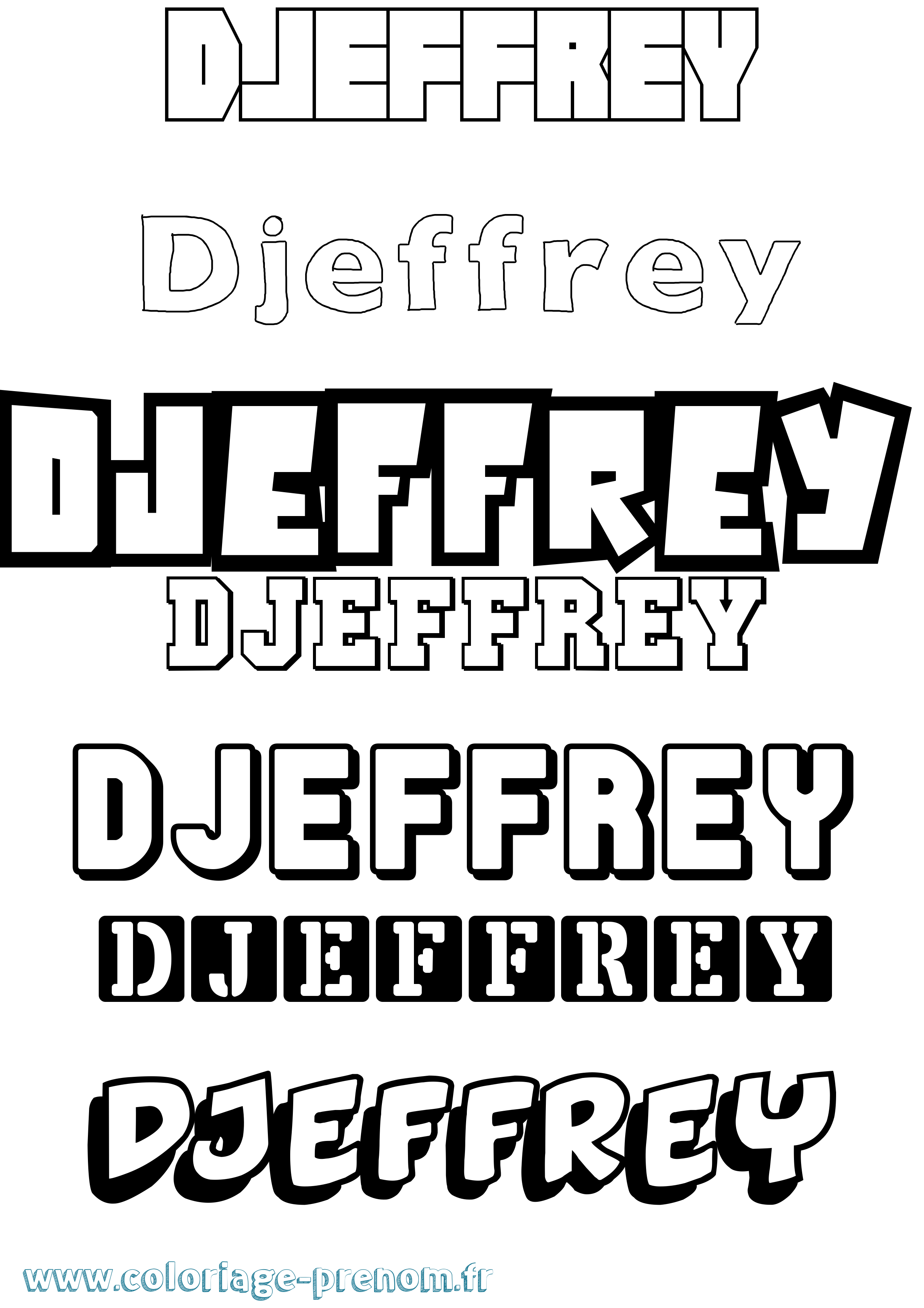 Coloriage prénom Djeffrey Simple