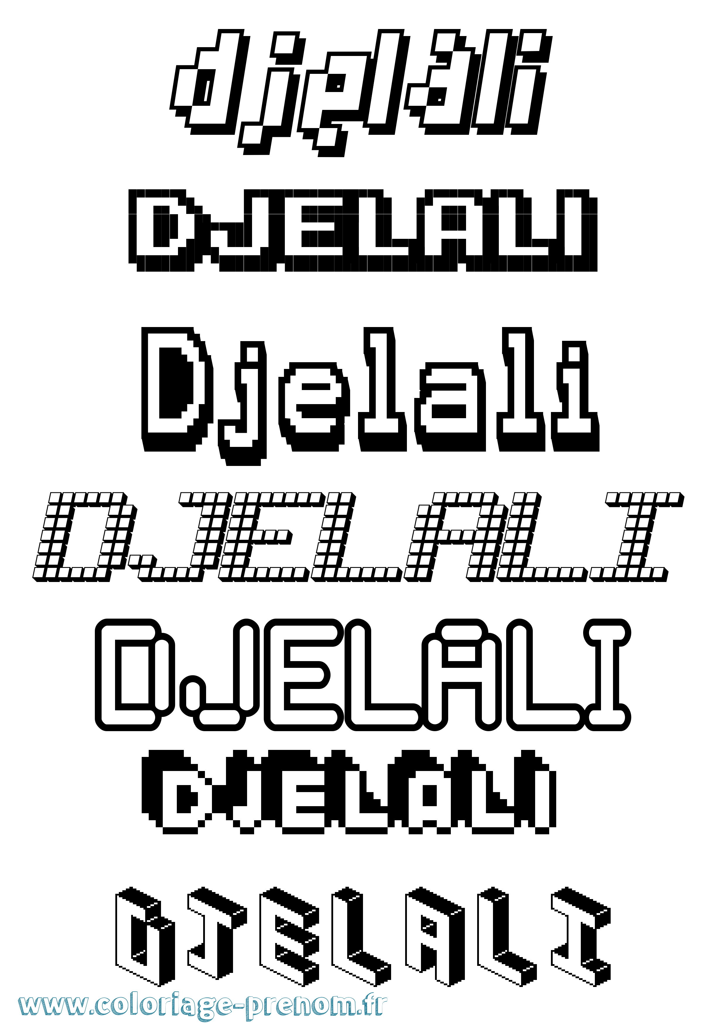 Coloriage prénom Djelali Pixel