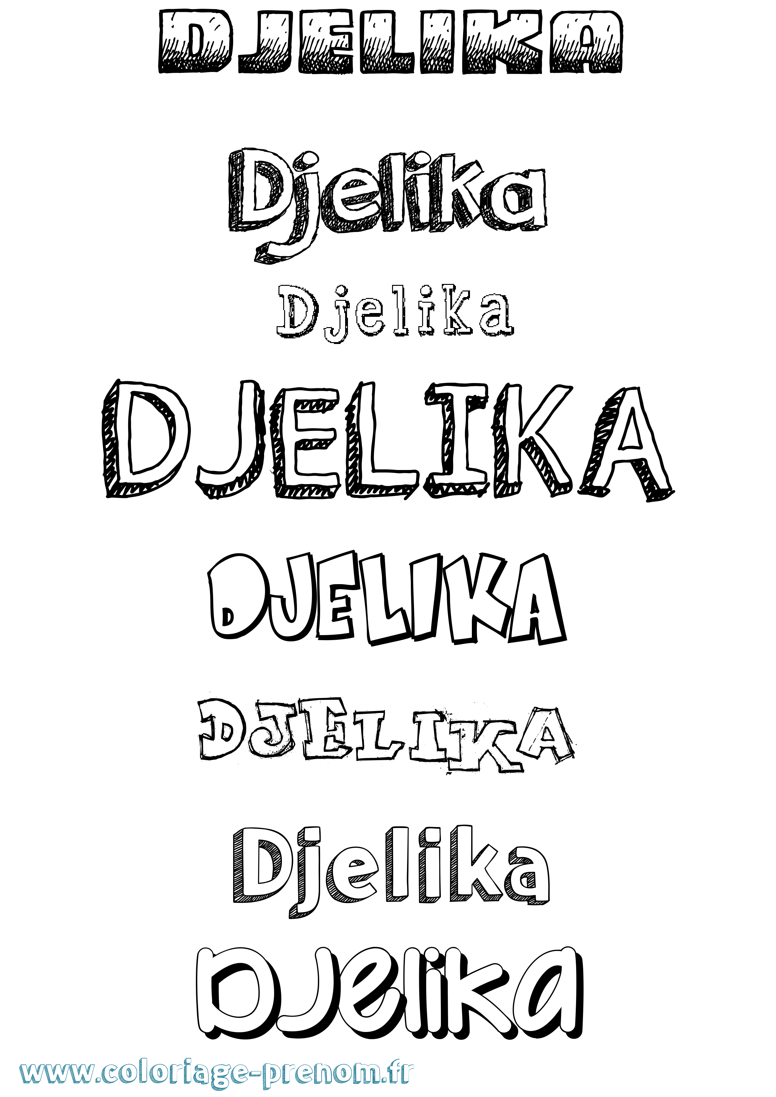 Coloriage prénom Djelika Dessiné