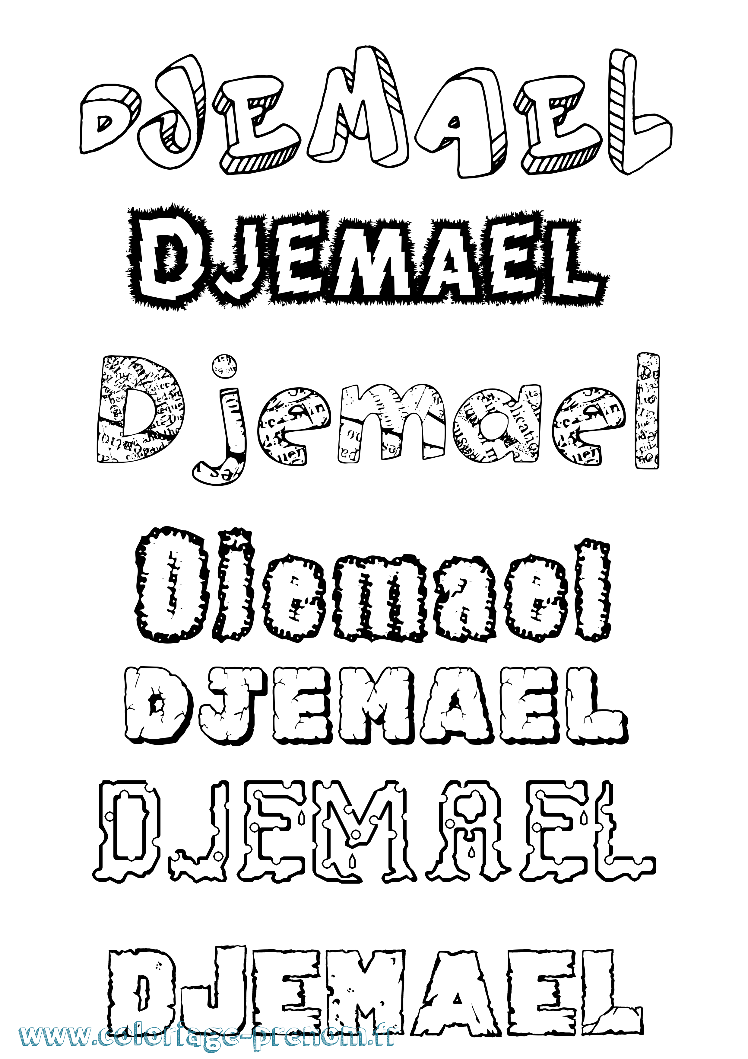 Coloriage prénom Djemael Destructuré