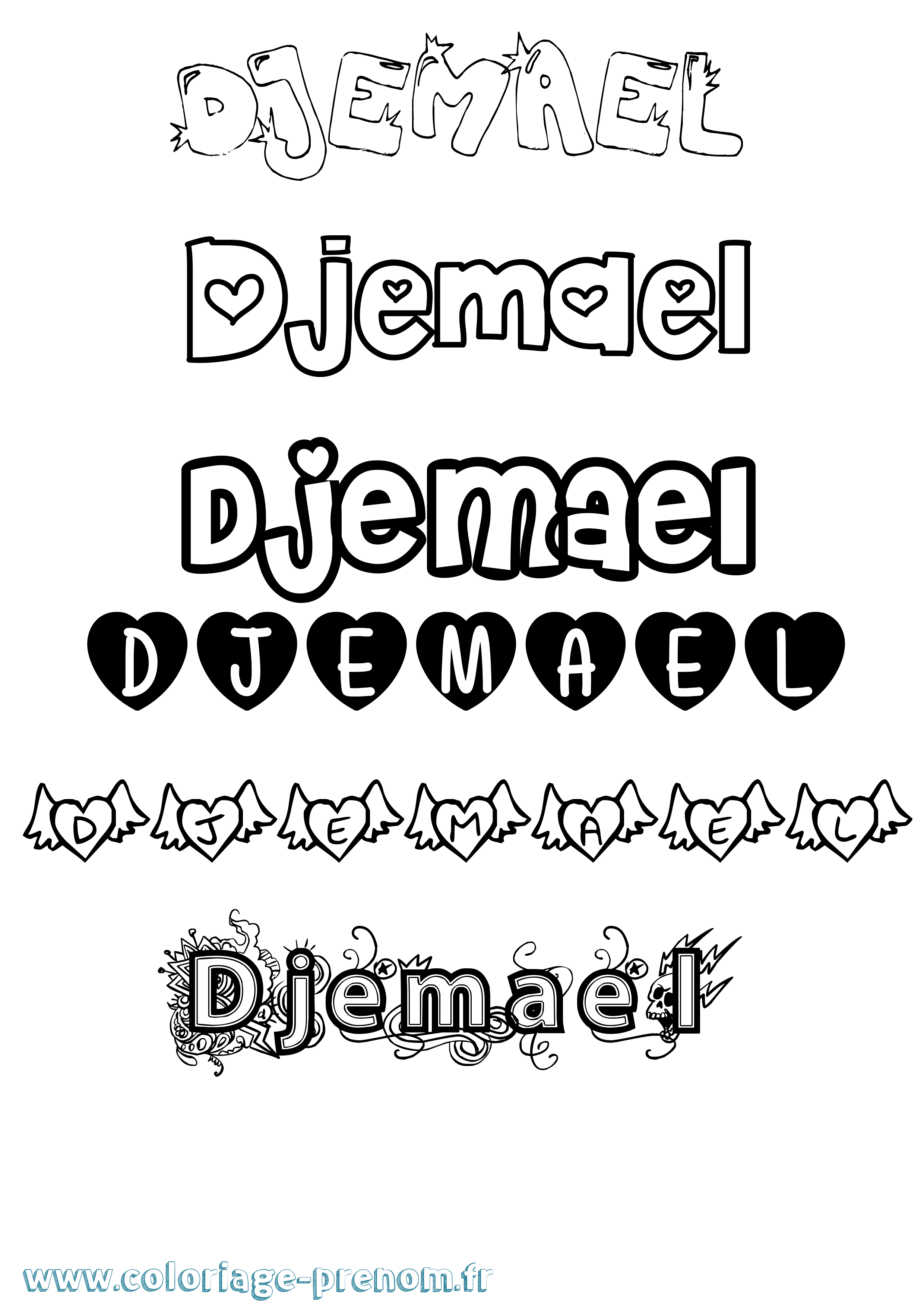 Coloriage prénom Djemael Girly