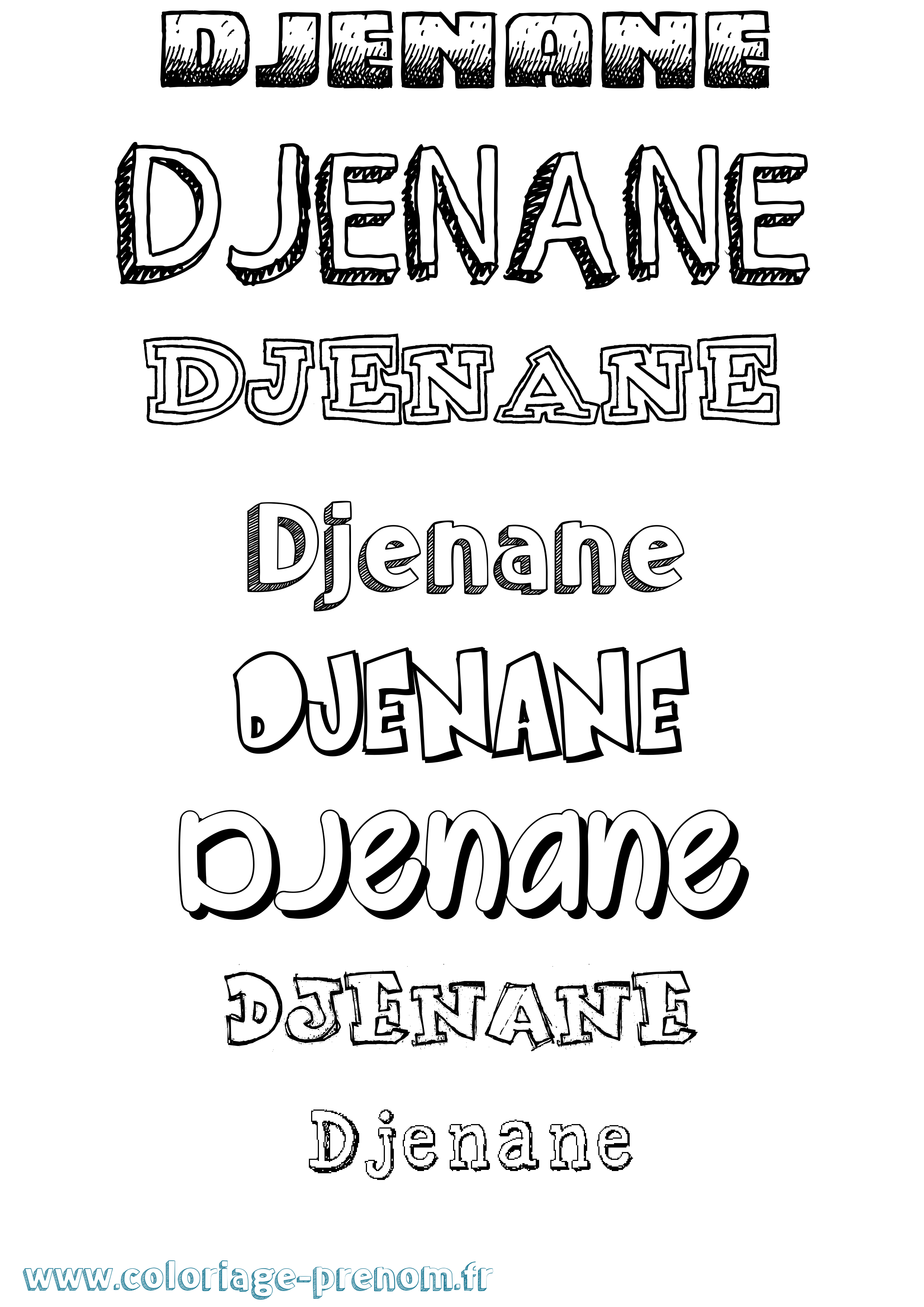 Coloriage prénom Djenane Dessiné