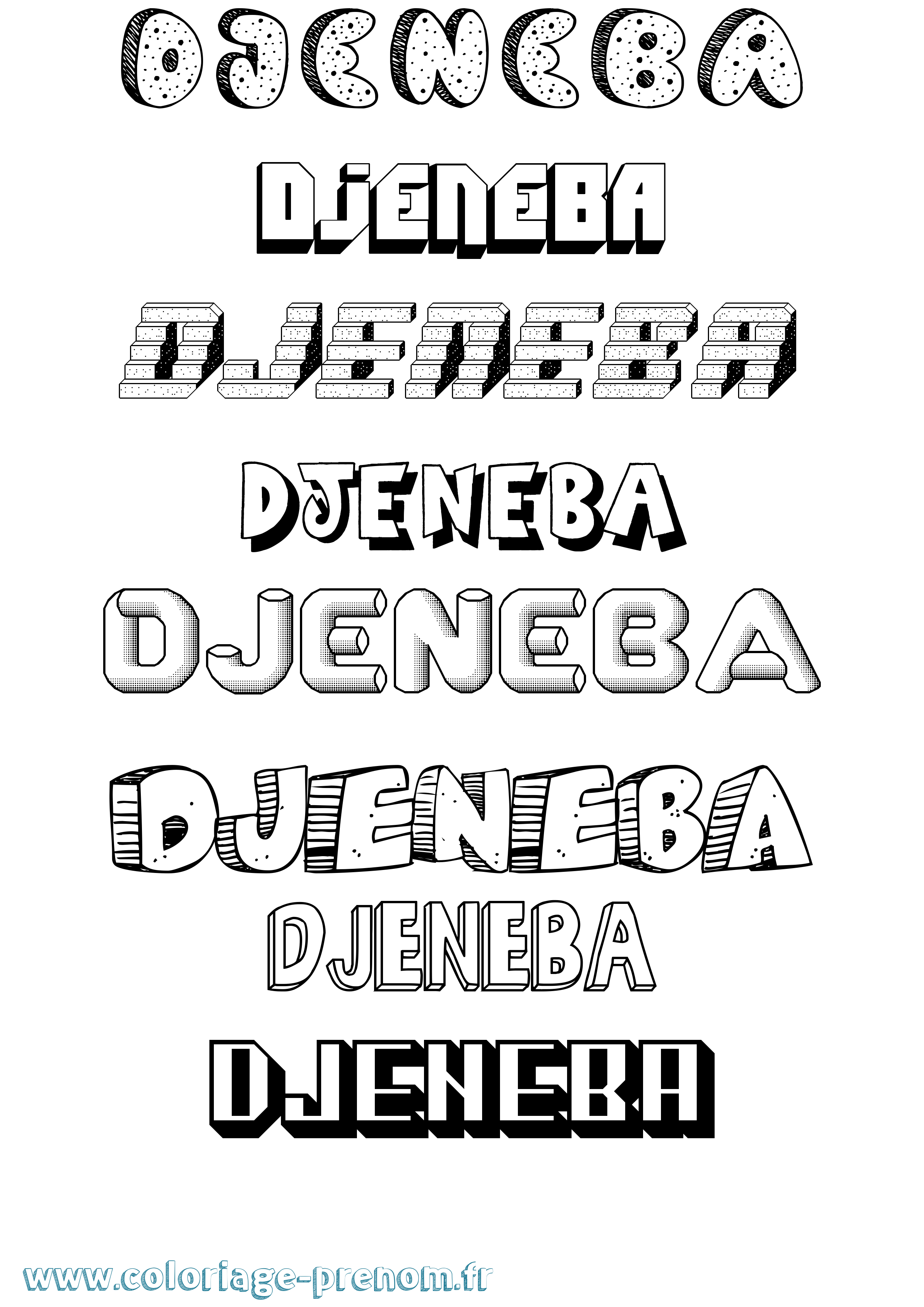 Coloriage Djeneba Coloriage prénom Djeneba