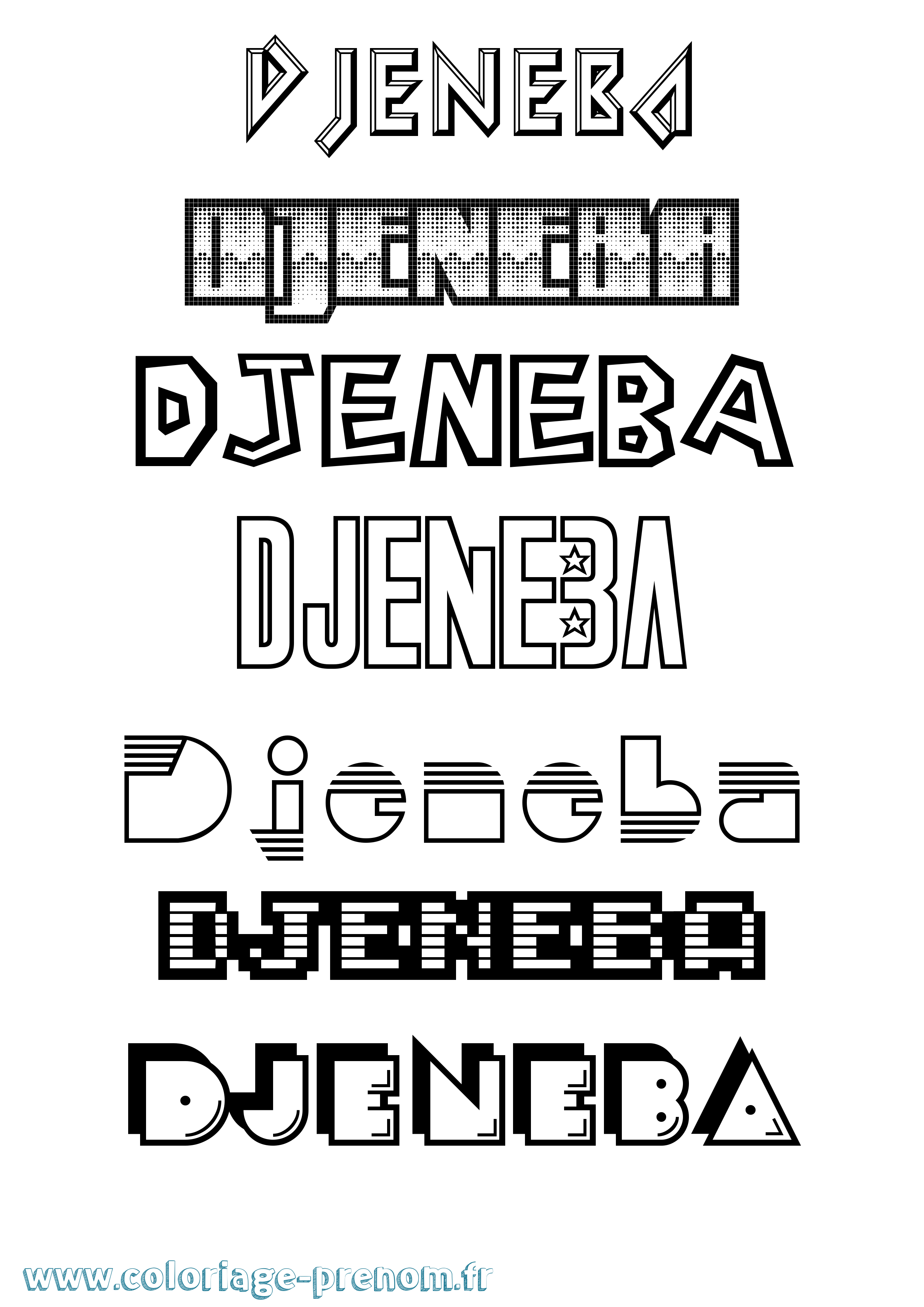 Coloriage Djeneba Coloriage prénom Djeneba