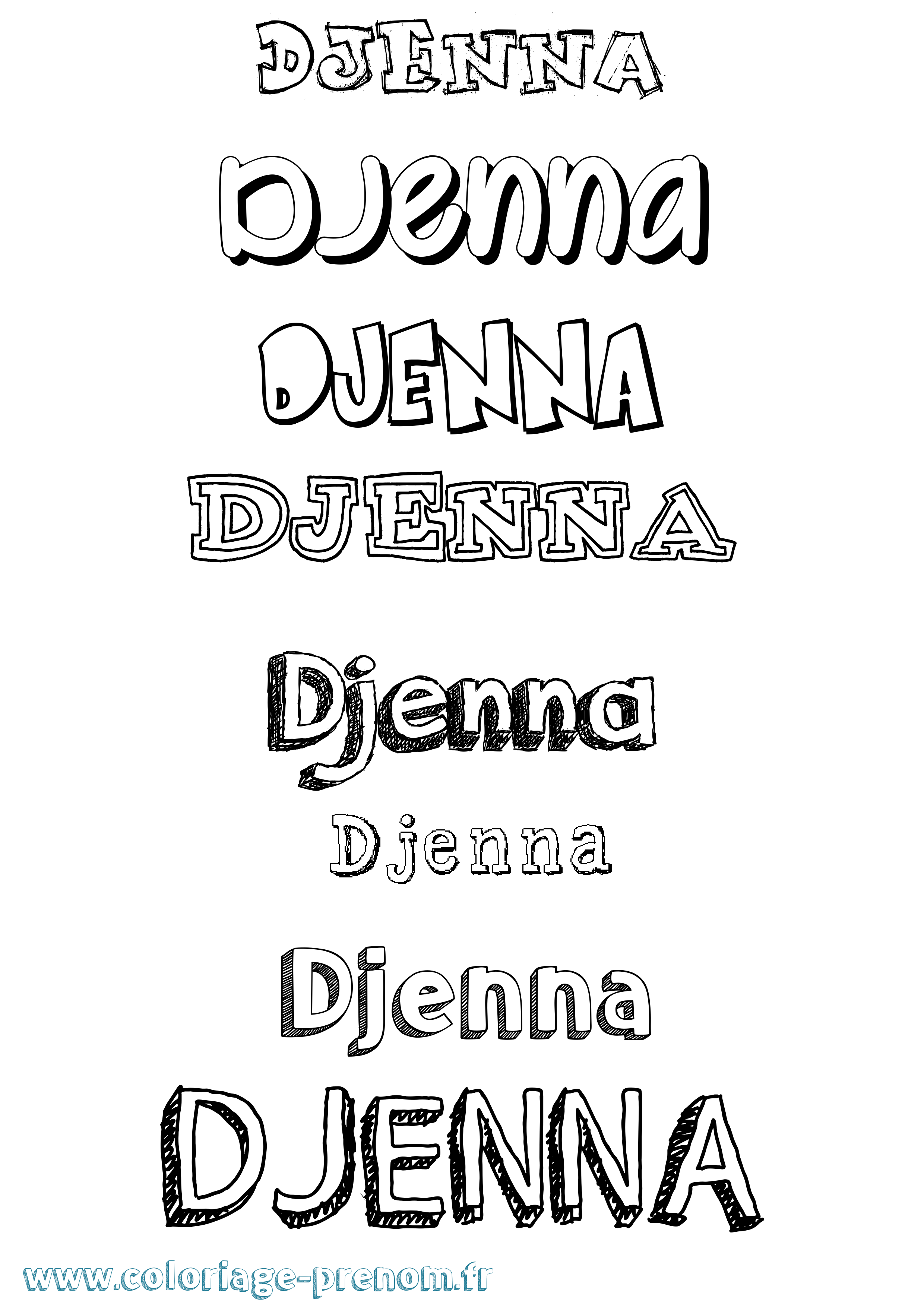 Coloriage prénom Djenna Dessiné