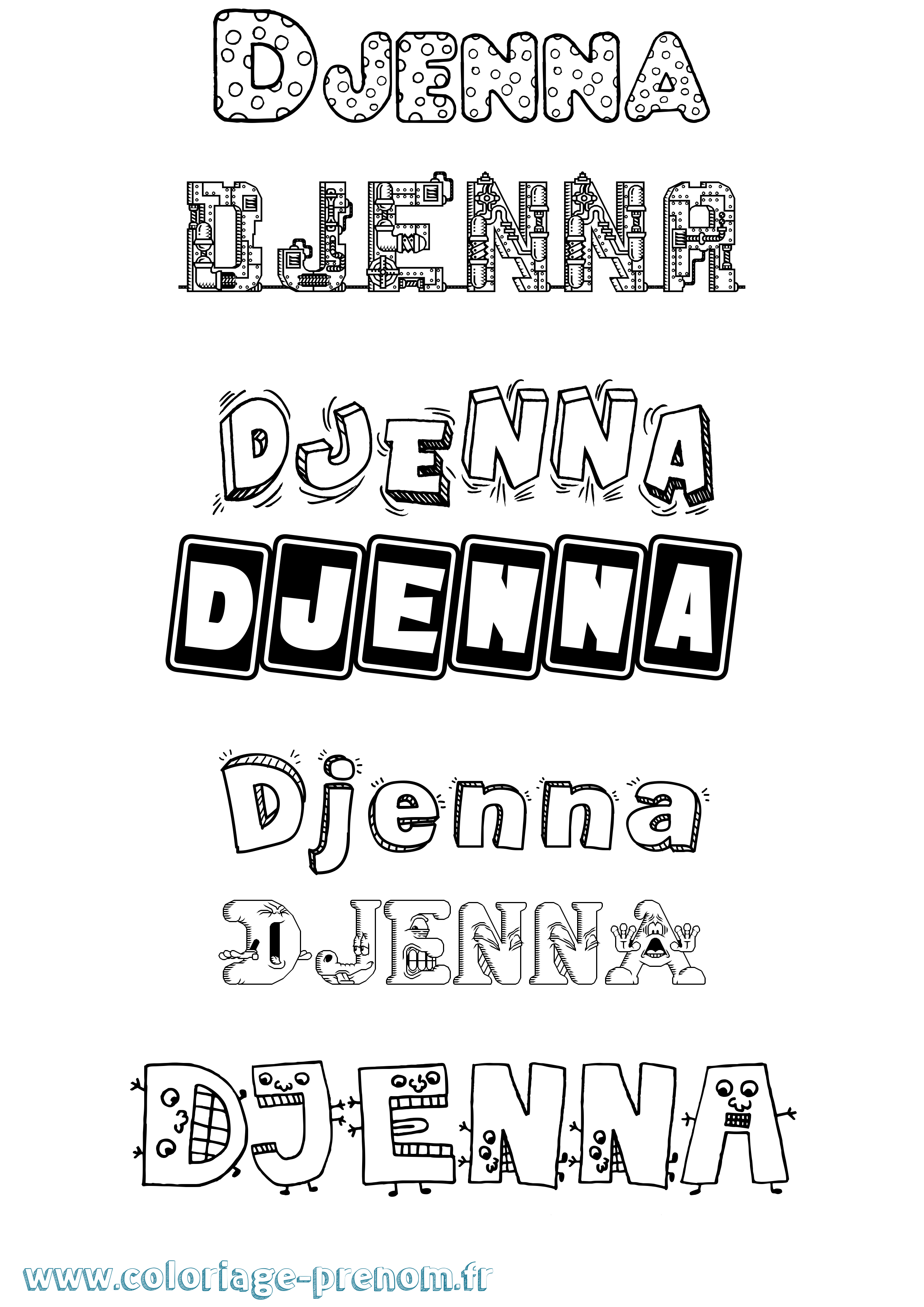Coloriage prénom Djenna Fun