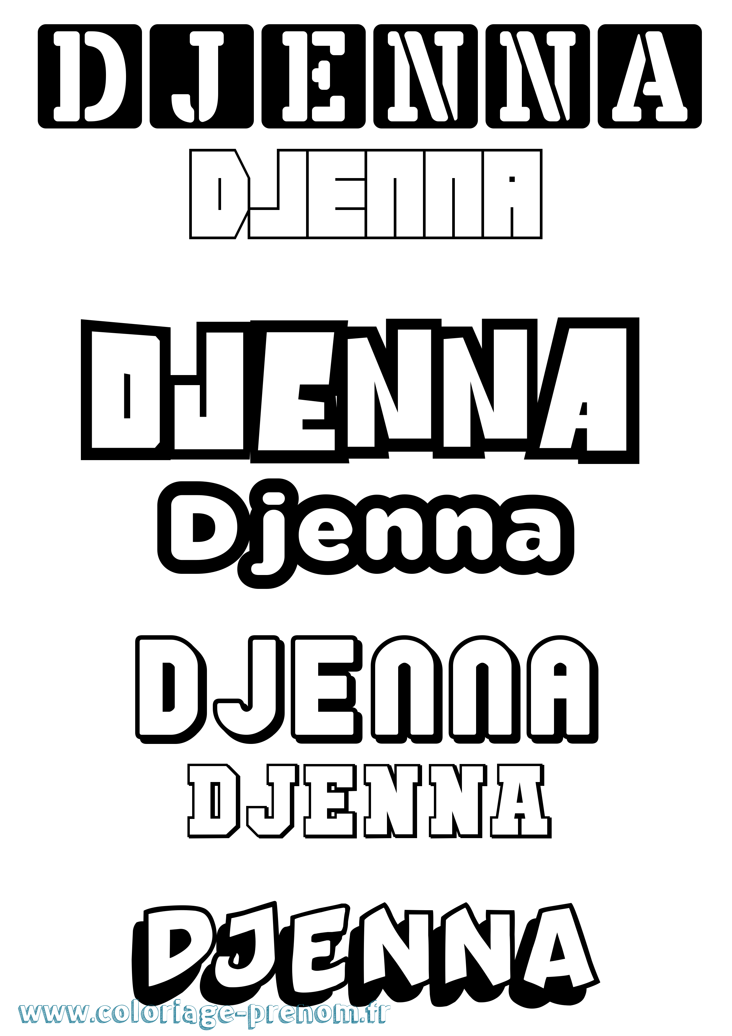Coloriage prénom Djenna Simple