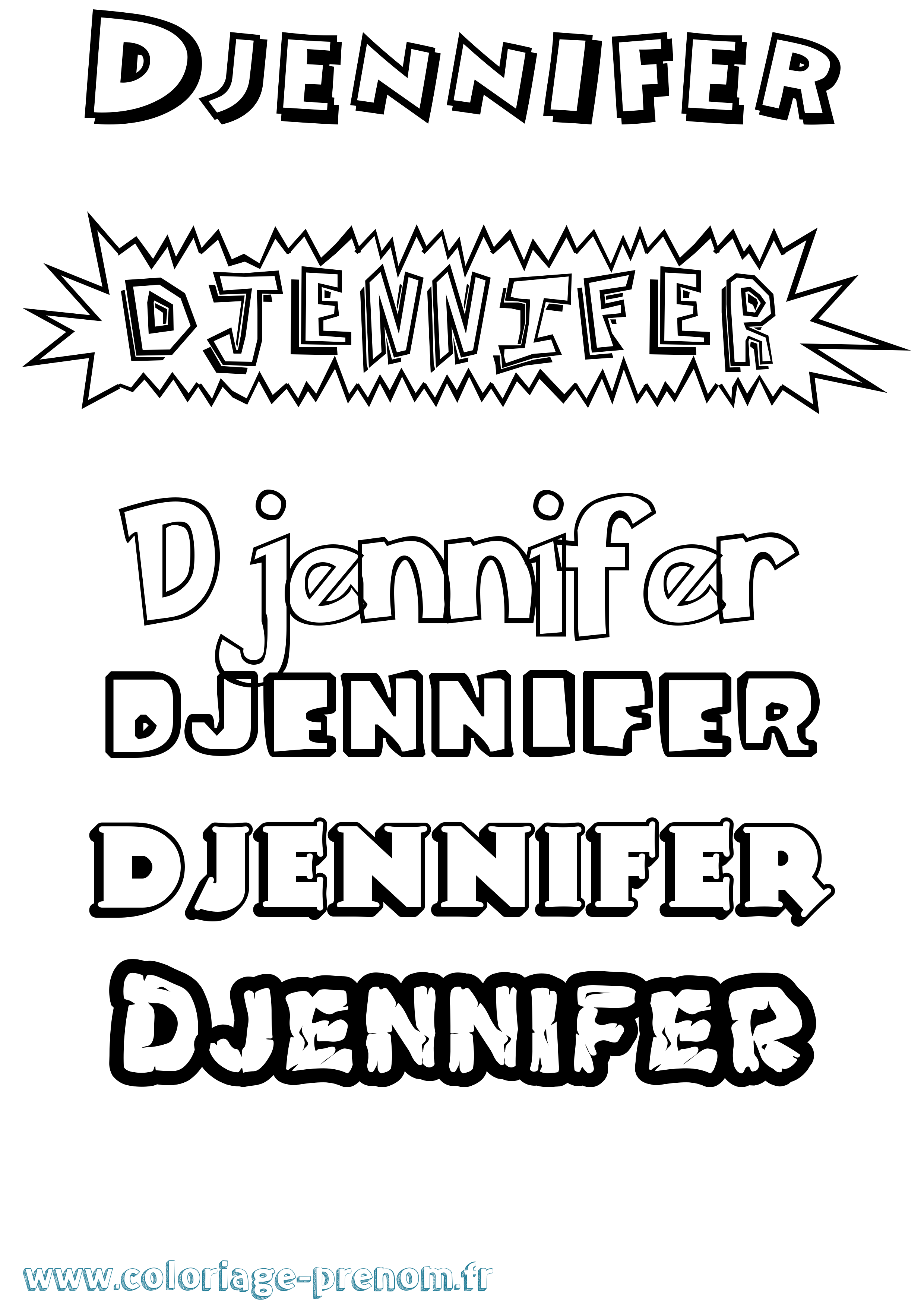 Coloriage prénom Djennifer Dessin Animé