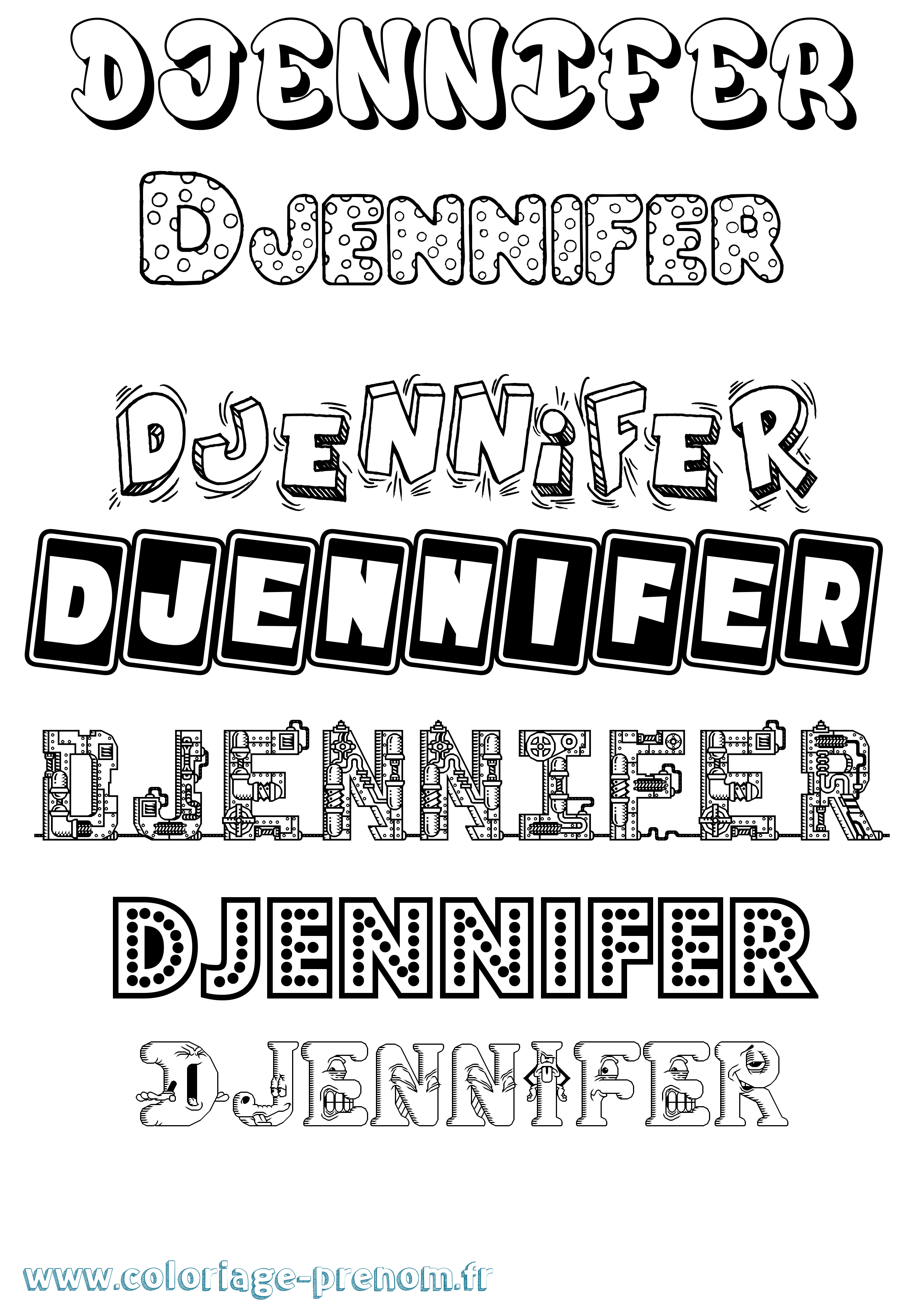 Coloriage prénom Djennifer Fun