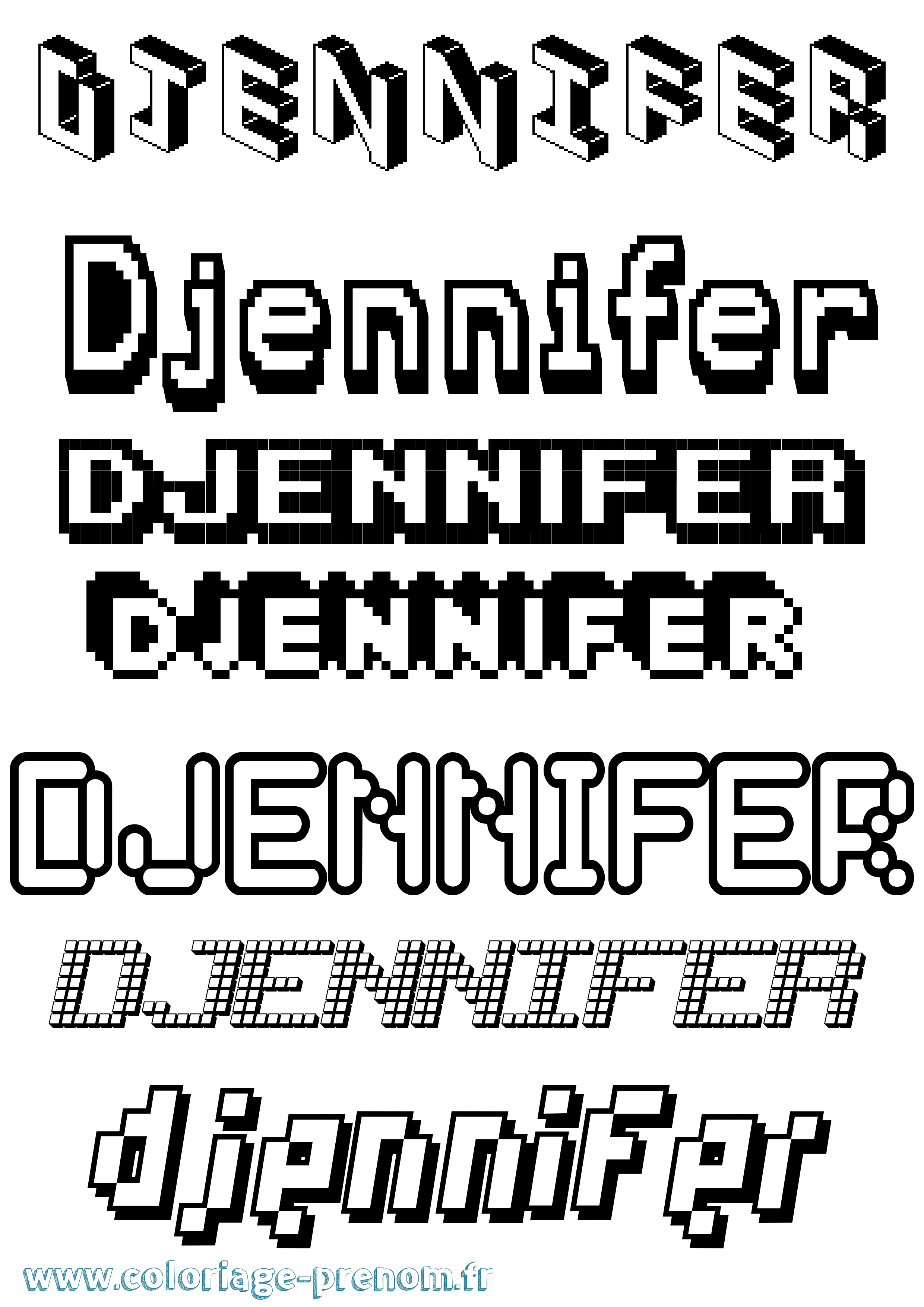 Coloriage prénom Djennifer Pixel