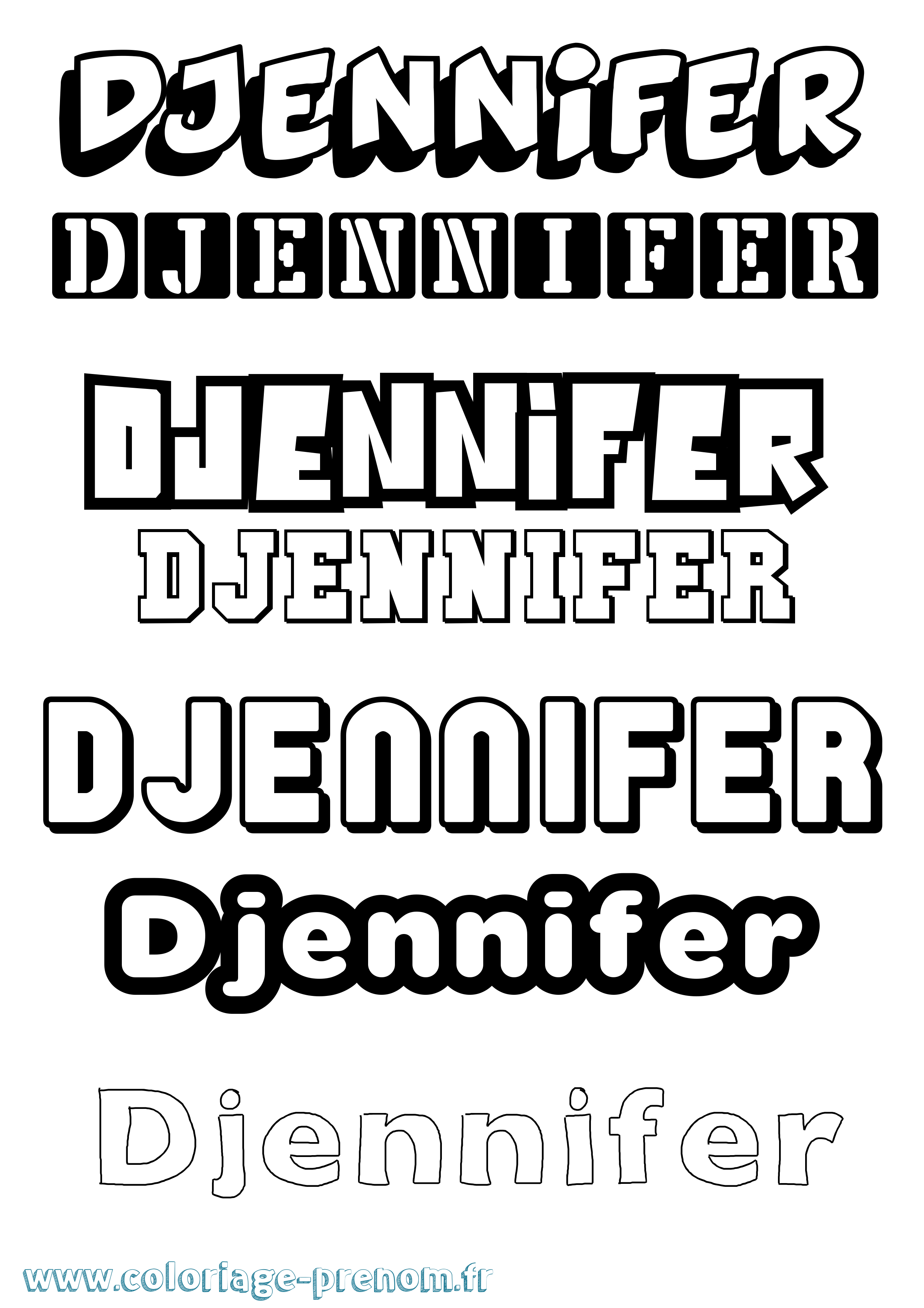 Coloriage prénom Djennifer Simple