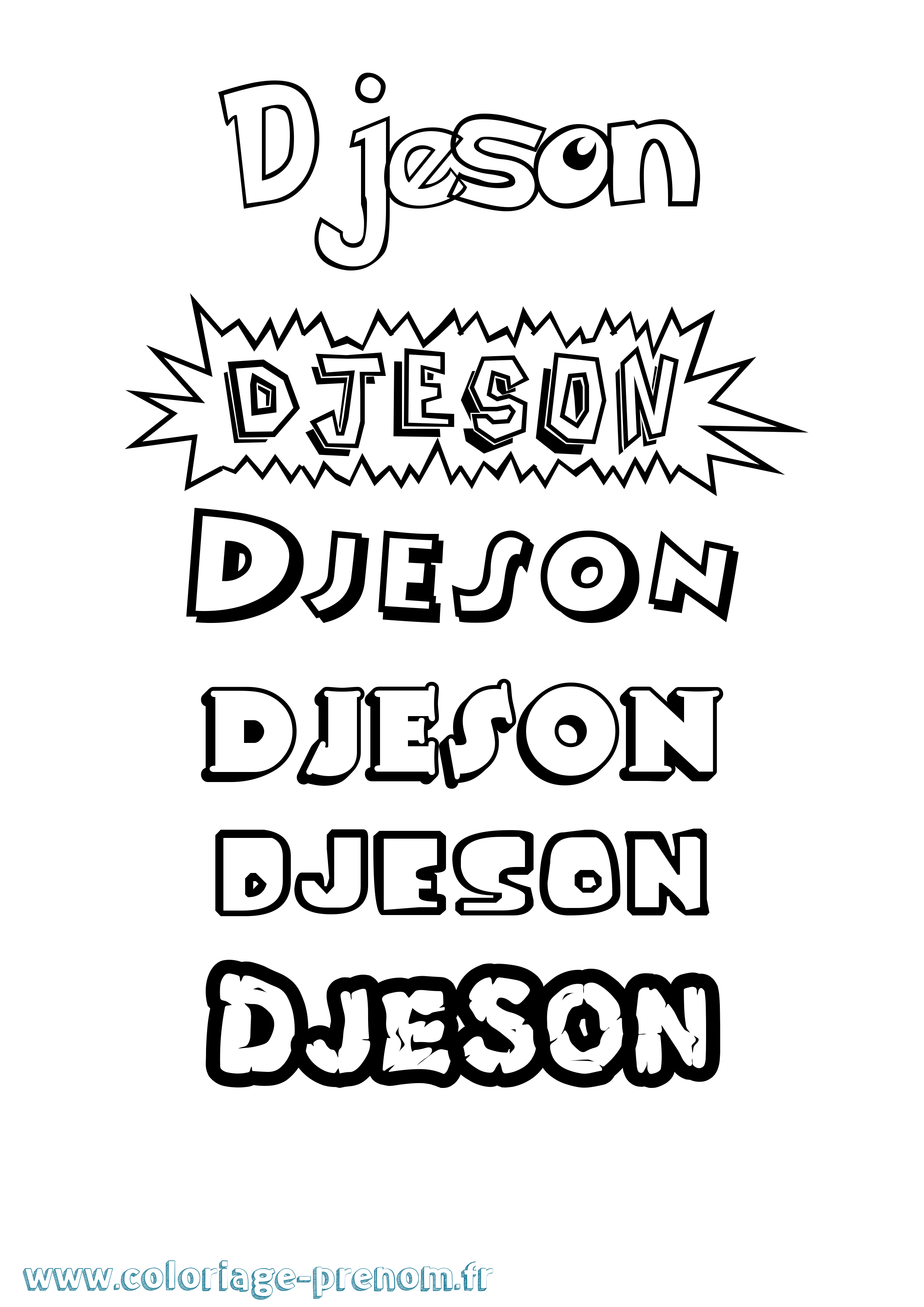 Coloriage prénom Djeson Dessin Animé