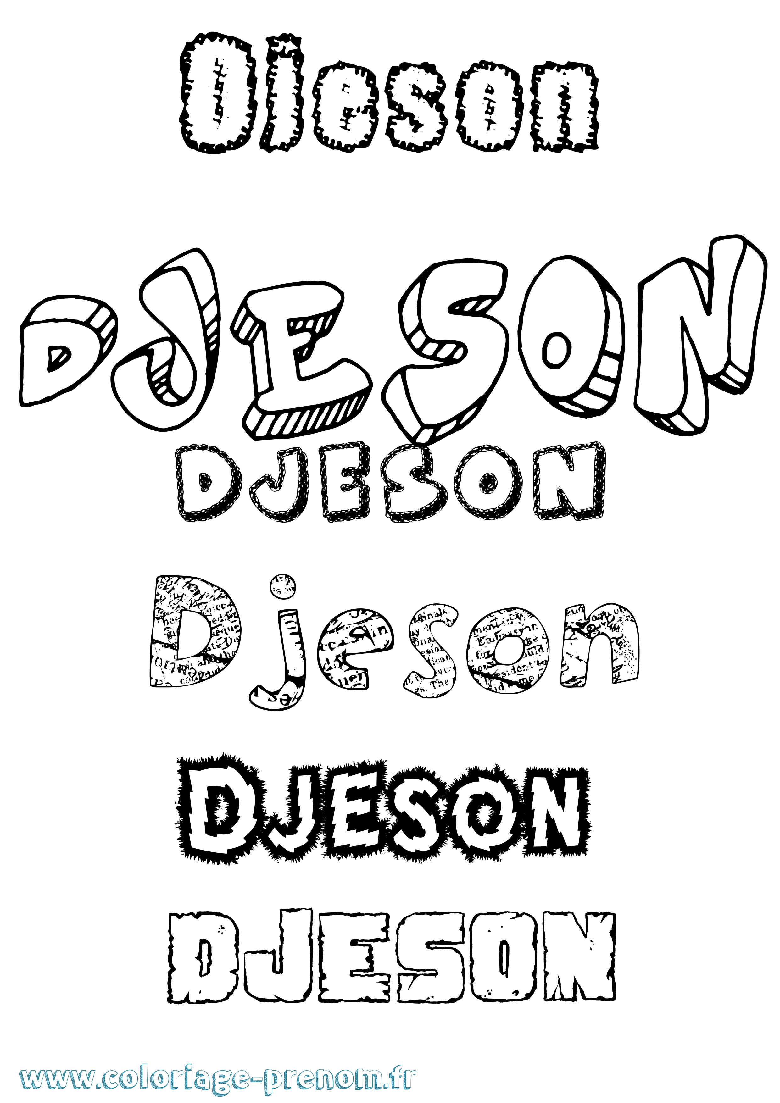 Coloriage prénom Djeson Destructuré