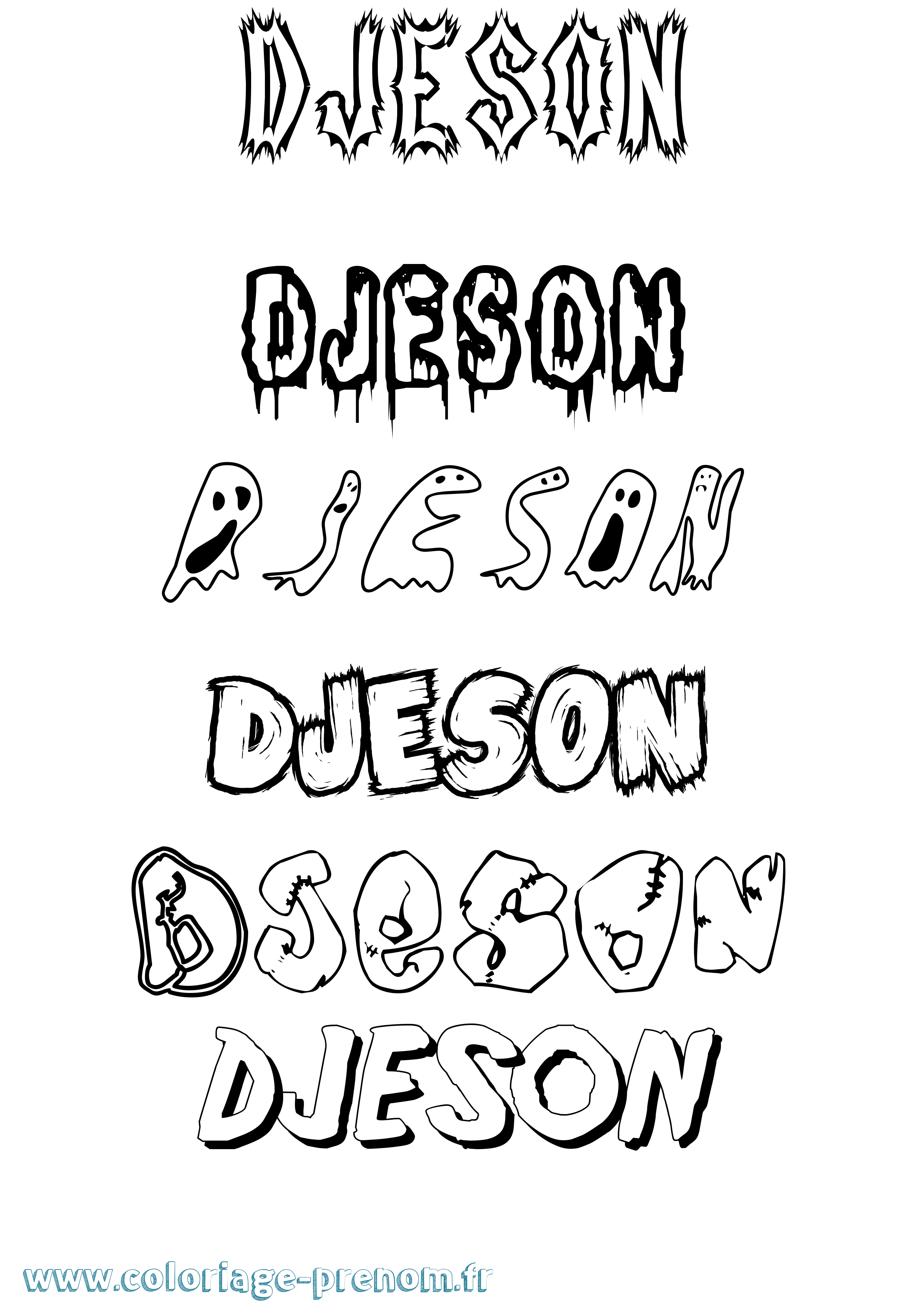 Coloriage prénom Djeson Frisson
