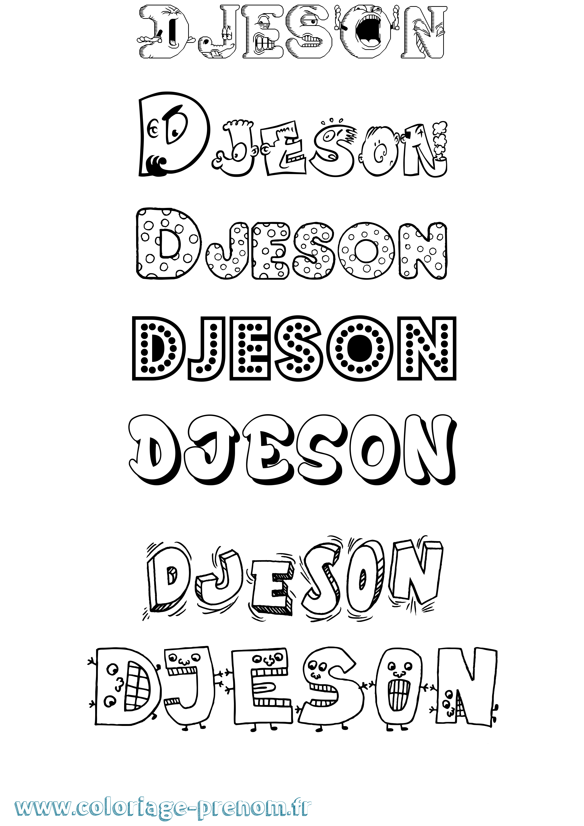 Coloriage prénom Djeson Fun