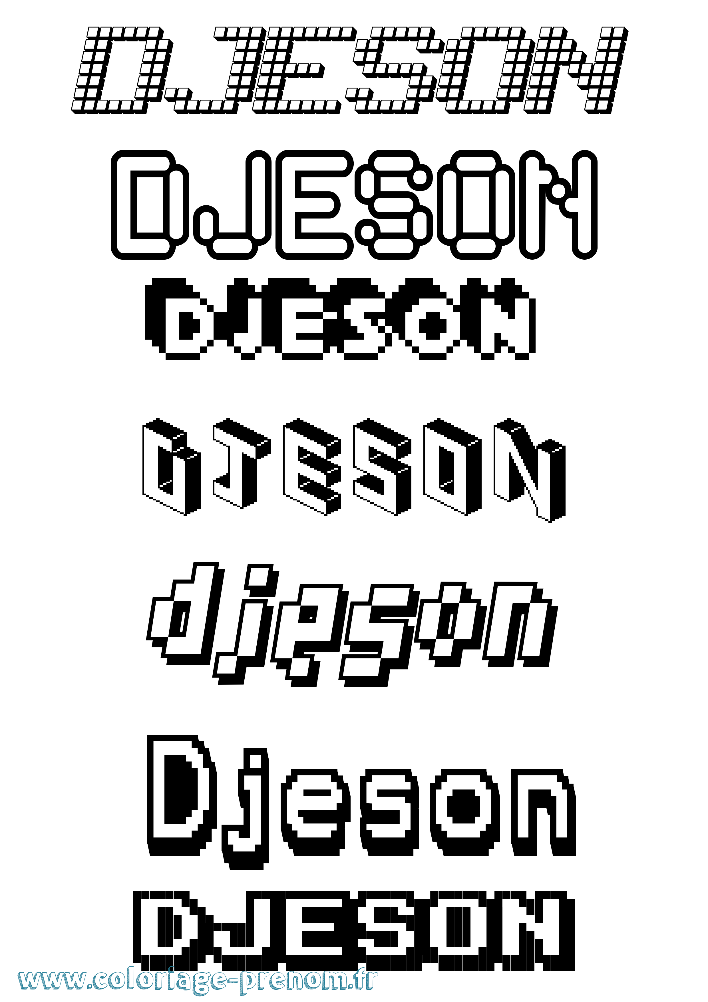 Coloriage prénom Djeson Pixel