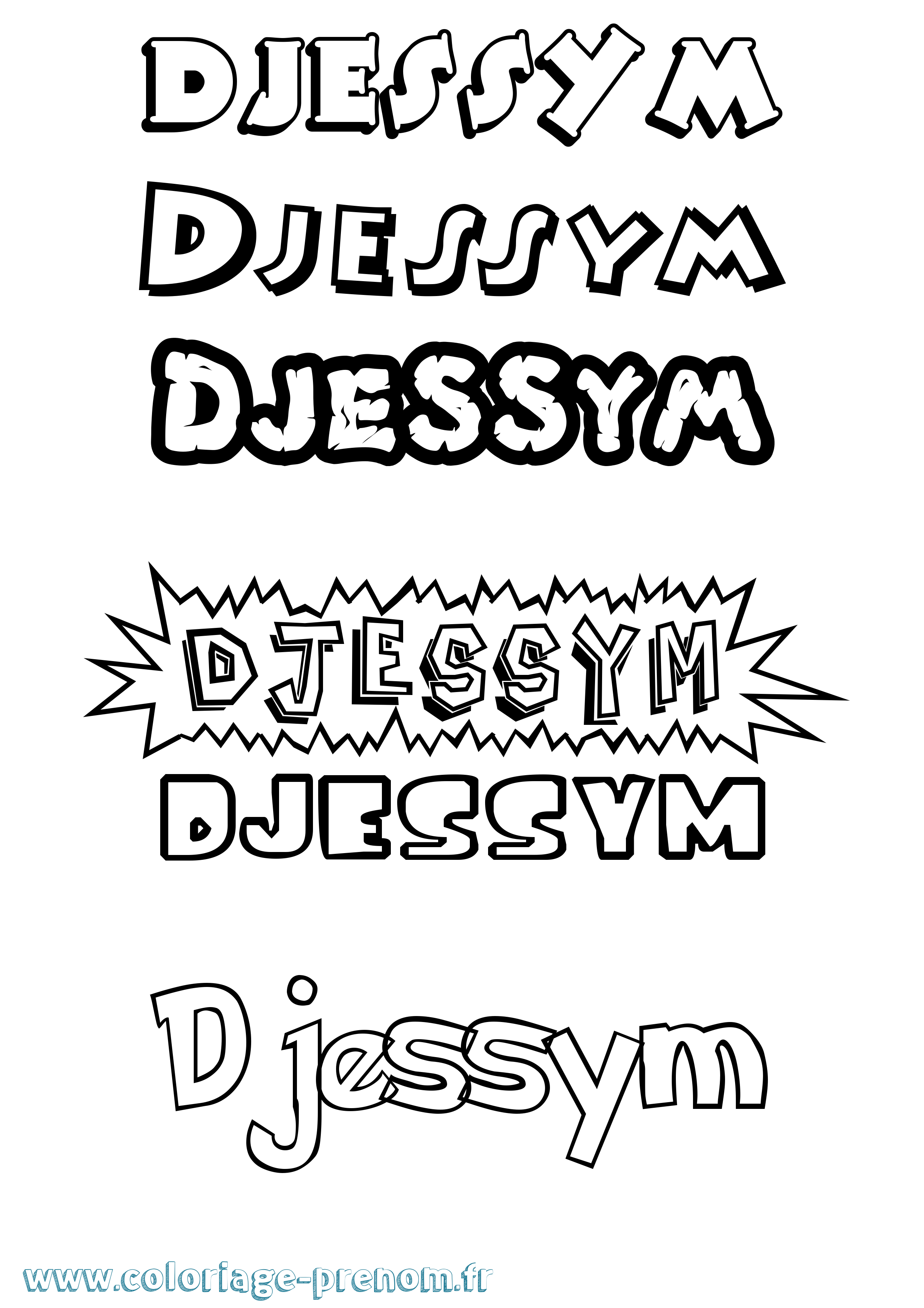 Coloriage Djessym Dessin Animé Coloriage prénom Djessym Dessin Animé