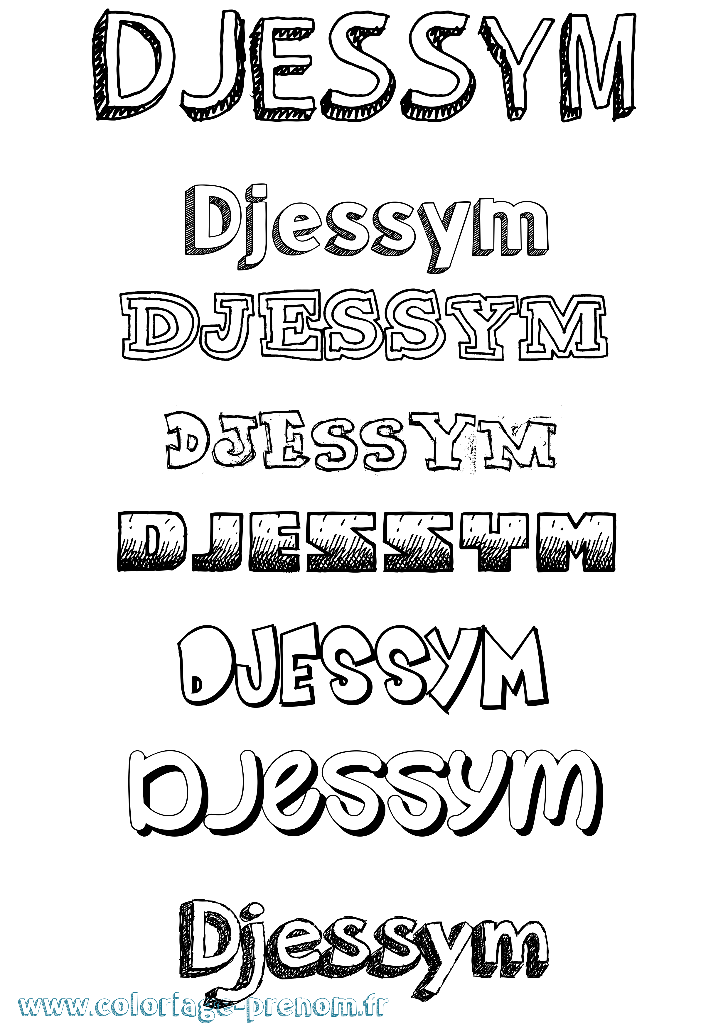 Coloriage Djessym Dessiné Coloriage prénom Djessym Dessiné