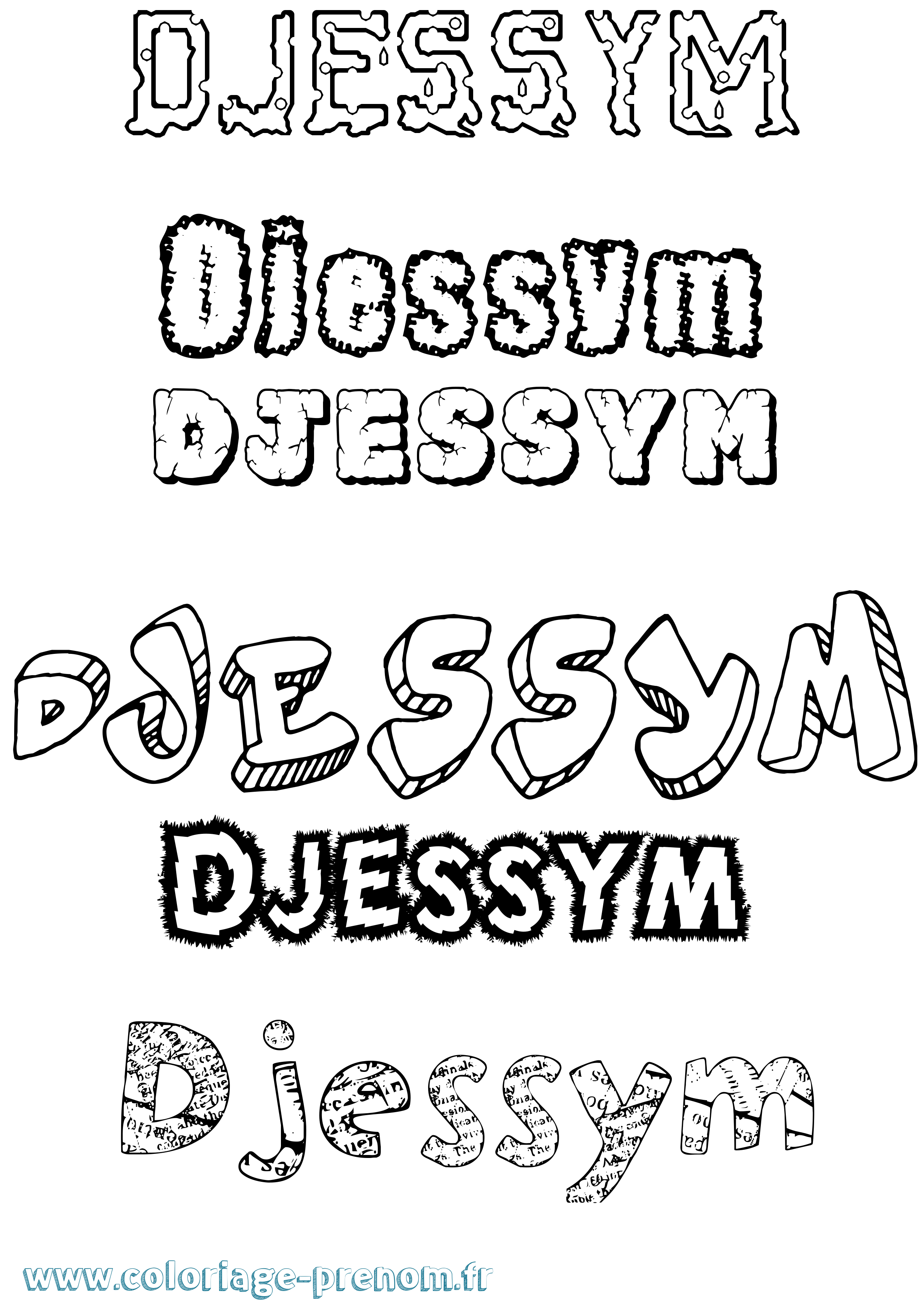 Coloriage Djessym Destructuré Coloriage prénom Djessym Destructuré