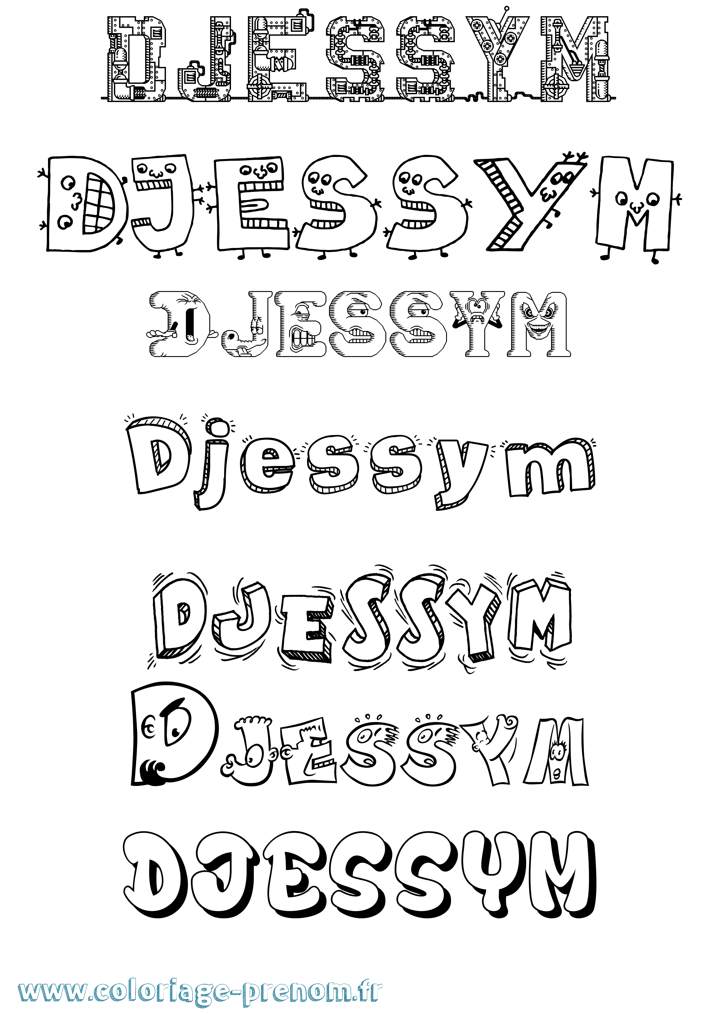Coloriage Djessym Fun Coloriage prénom Djessym Fun