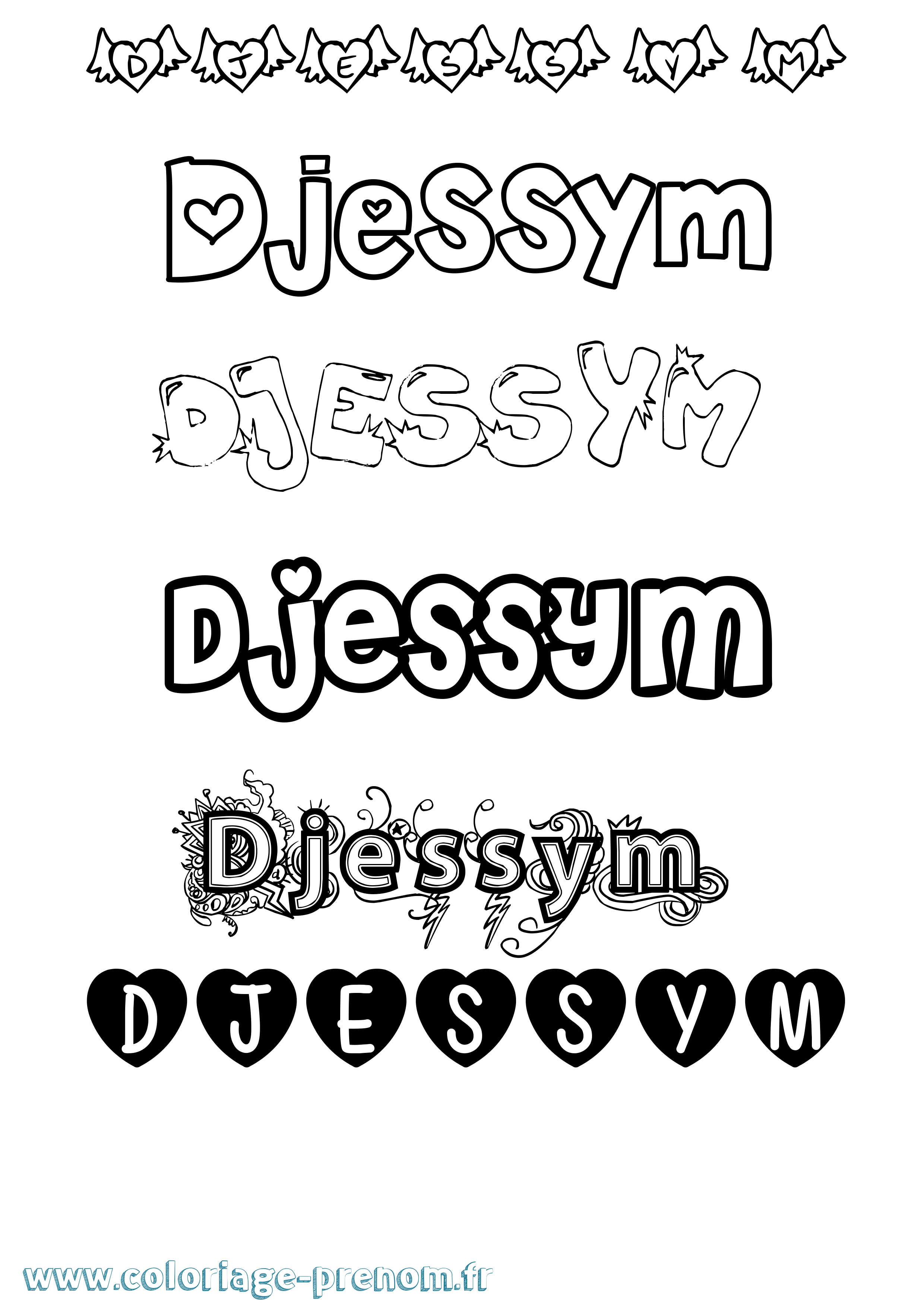 Coloriage Djessym Girly Coloriage prénom Djessym Girly
