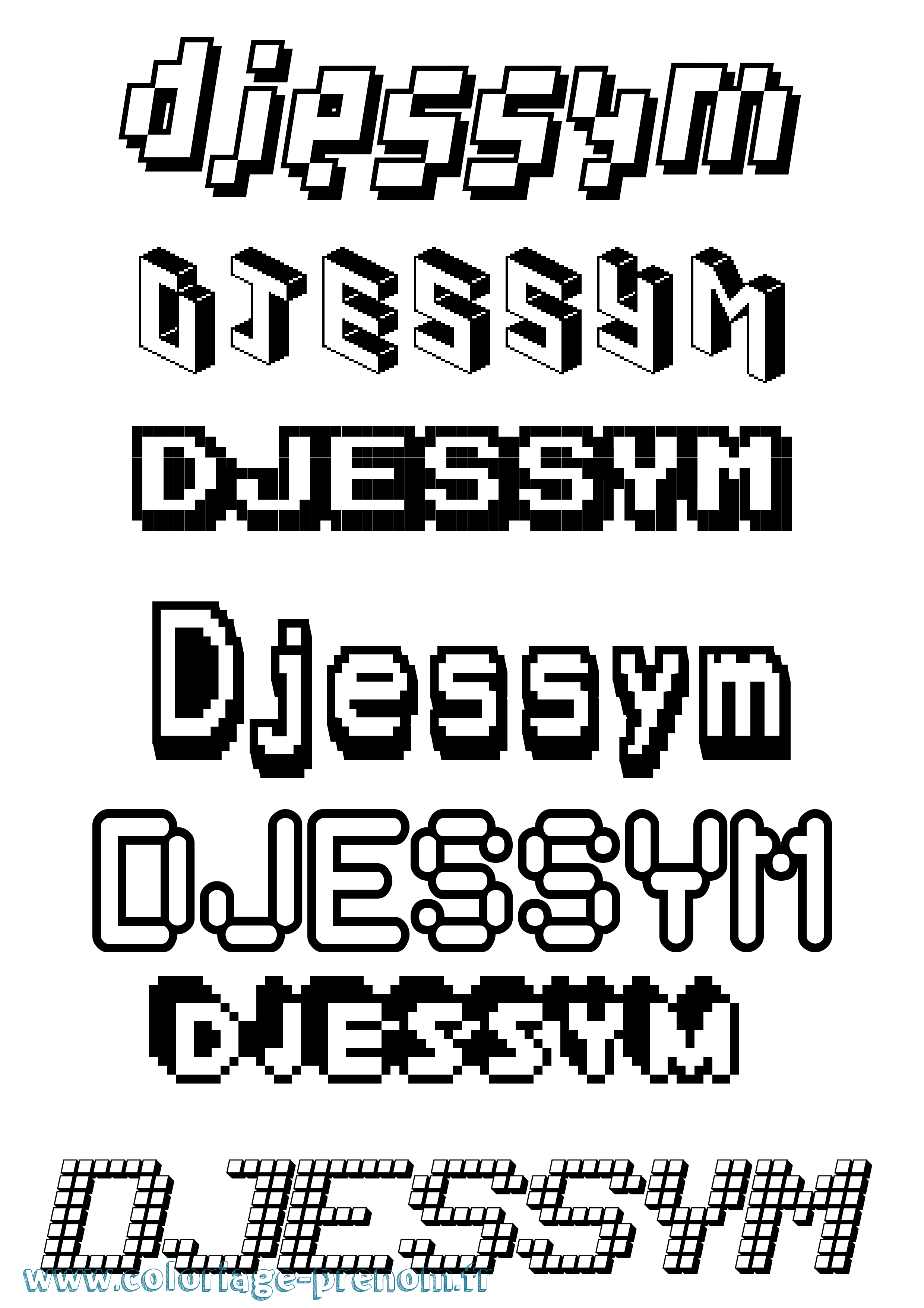 Coloriage Djessym Pixel Coloriage prénom Djessym Pixel