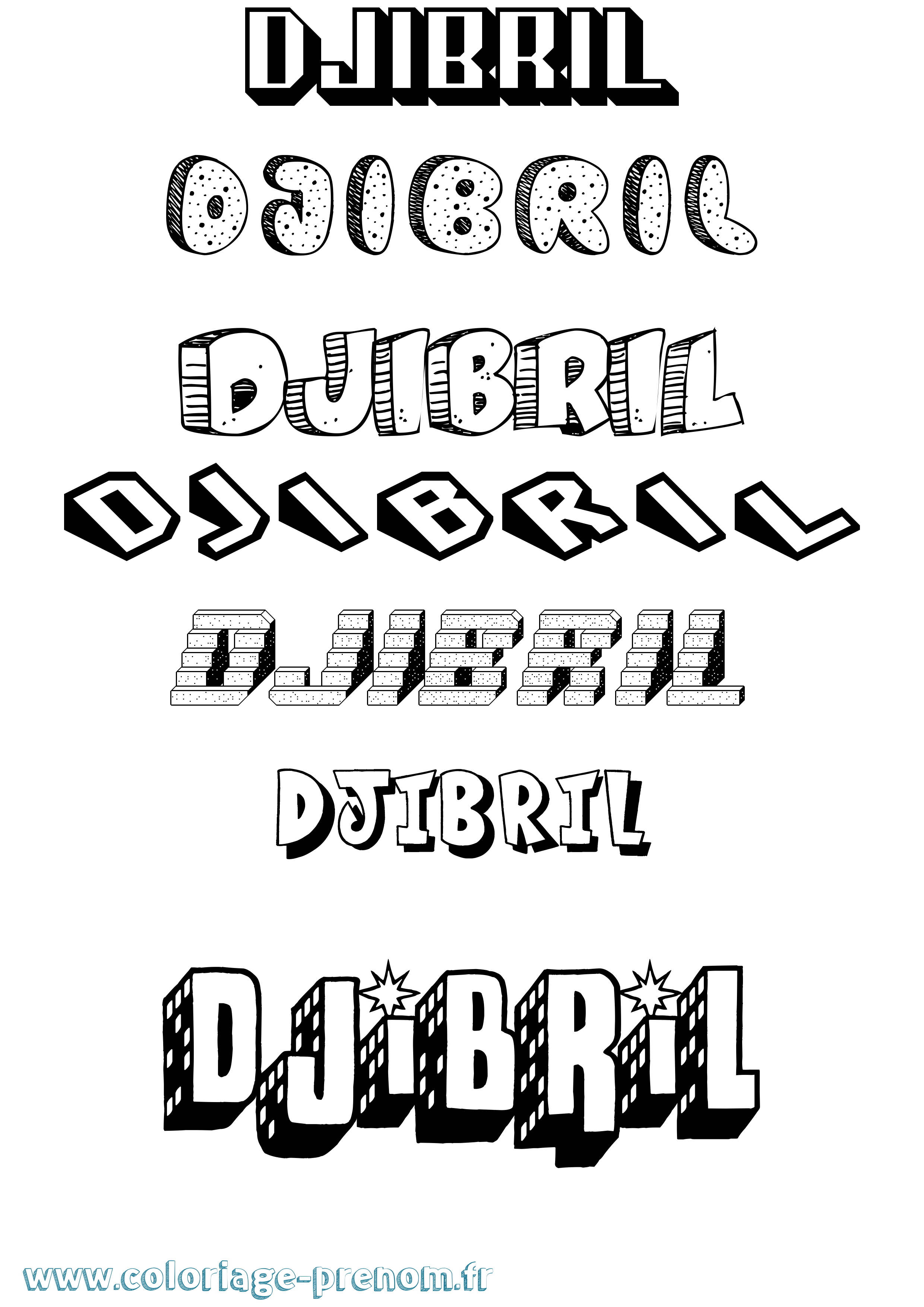 Coloriage prénom Djibril Effet 3D