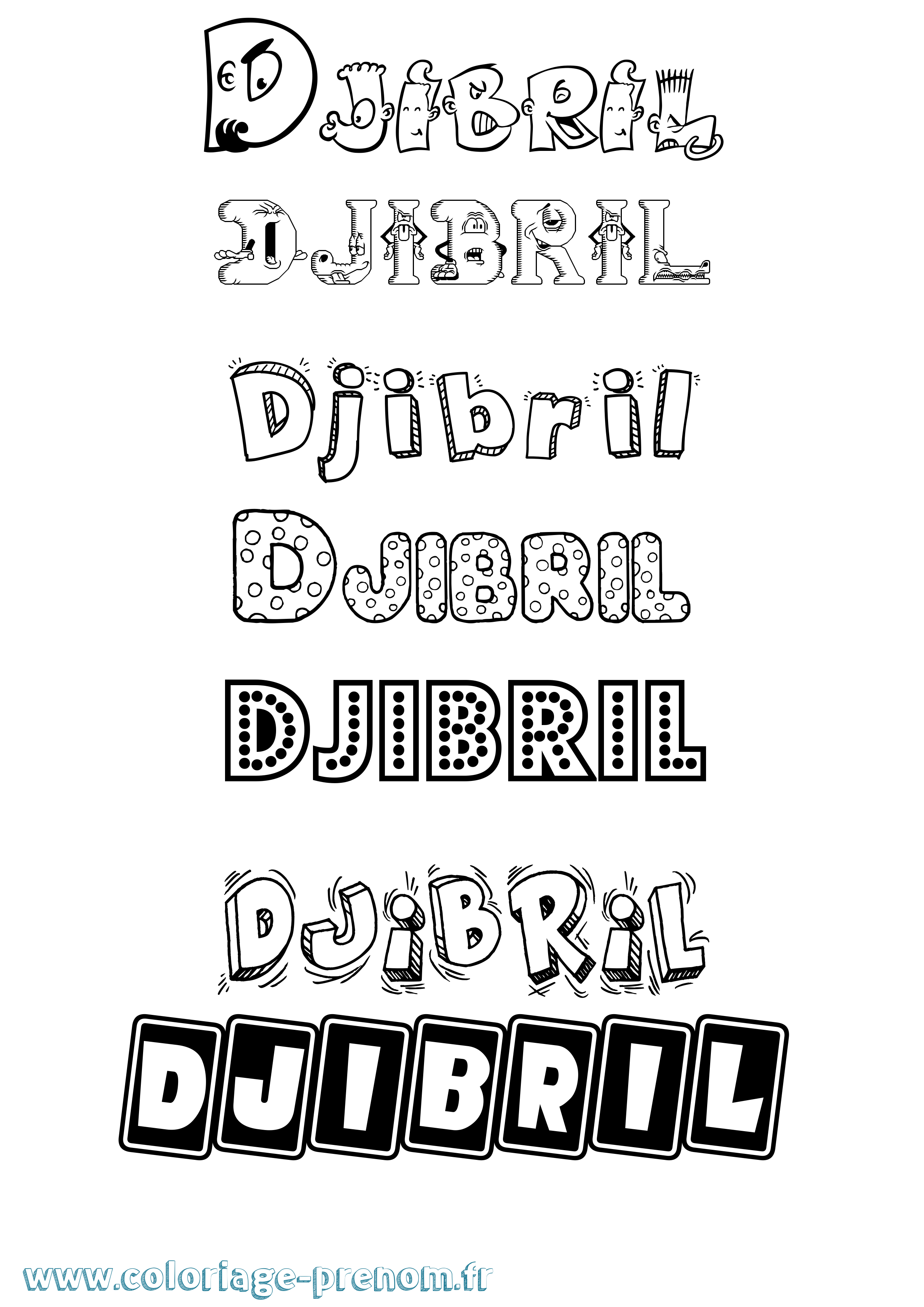 Coloriage prénom Djibril Fun