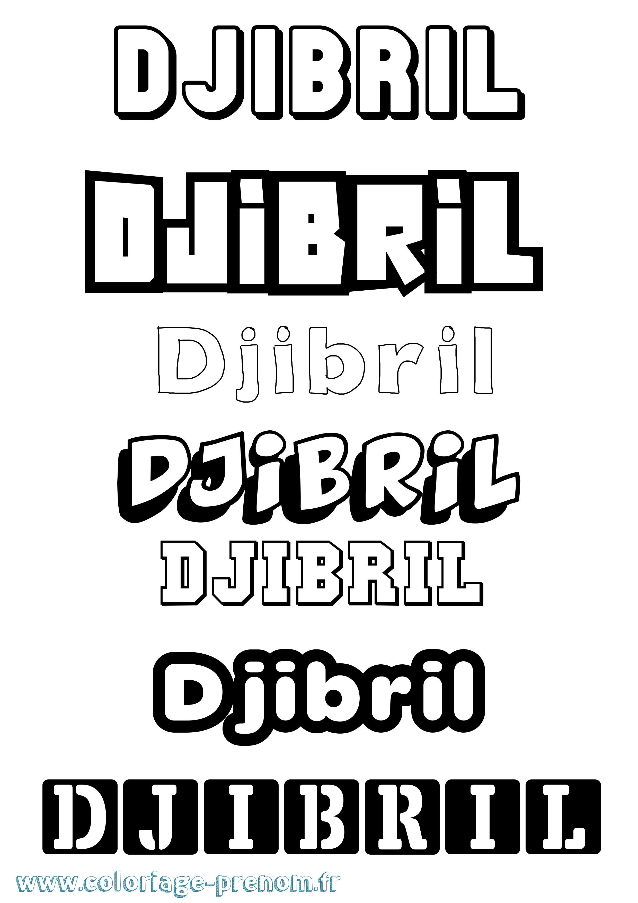 Coloriage prénom Djibril Simple